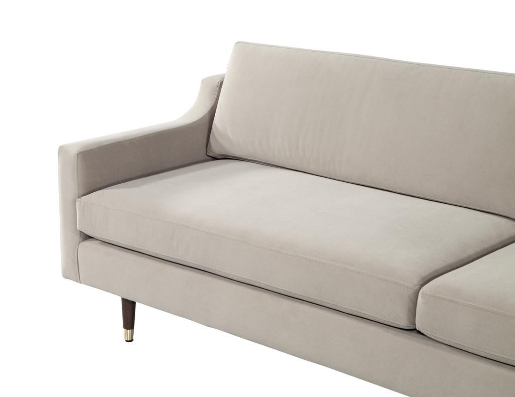 Mid-Century Modern Sofa Restored in Designer Velvet In Excellent Condition For Sale In North York, ON