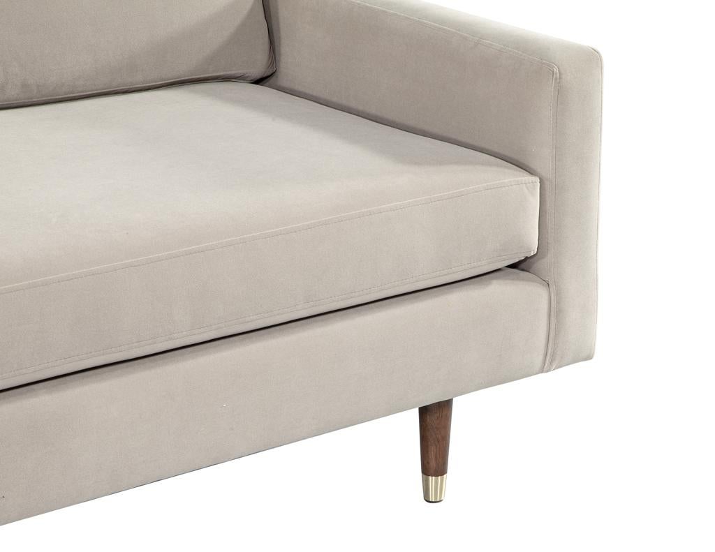 Mid-20th Century Mid-Century Modern Sofa Restored in Designer Velvet For Sale
