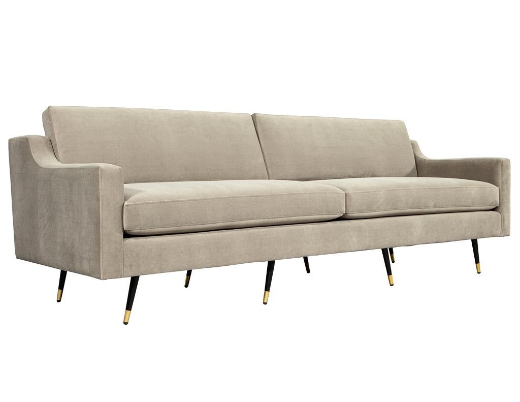 Metal Mid-Century Modern Sofa Restored in Designer Velvet For Sale