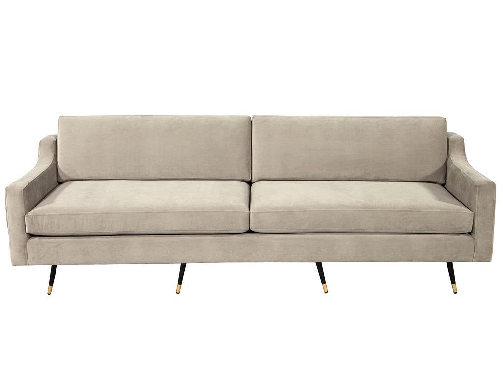 Mid-Century Modern Sofa Restored in Designer Velvet For Sale 1