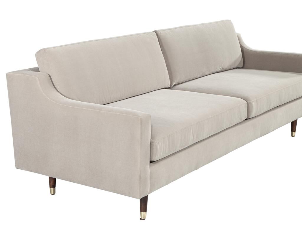Mid-Century Modern Sofa Restored in Designer Velvet For Sale 1