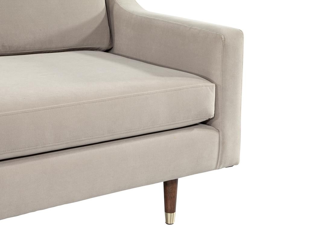 Mid-Century Modern Sofa Restored in Designer Velvet For Sale 2