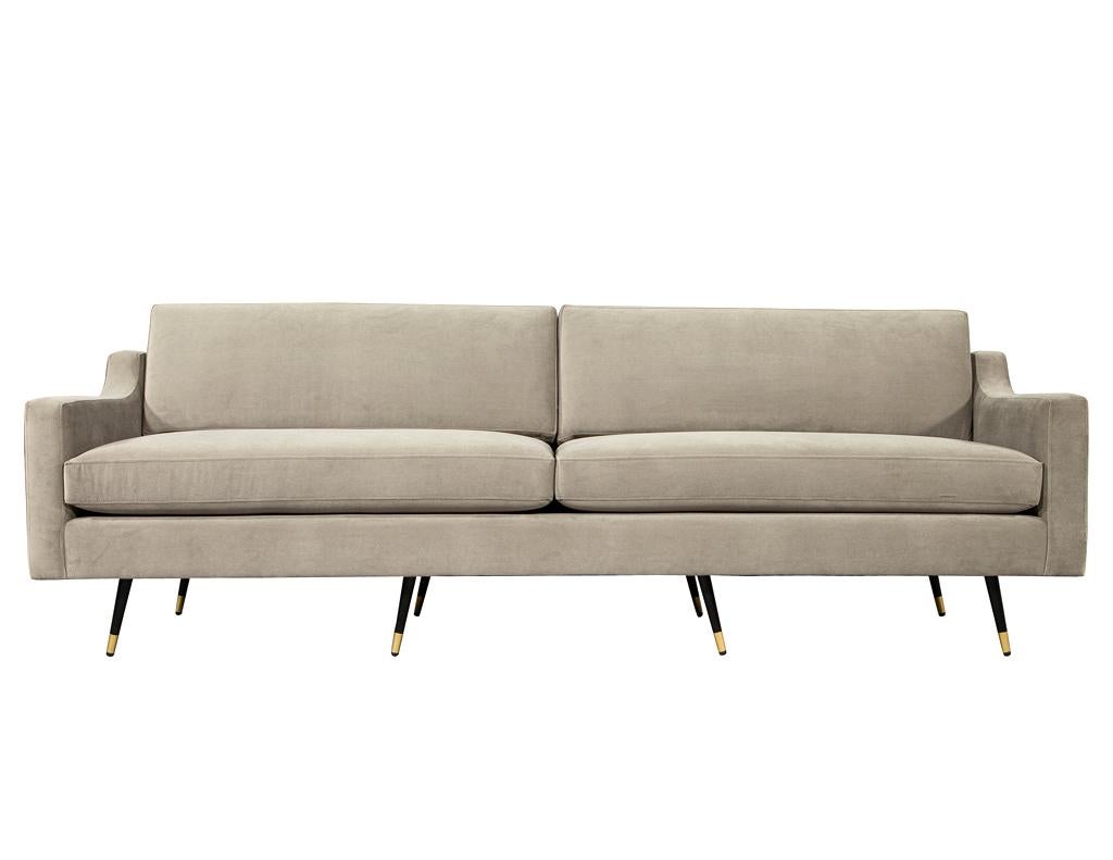 Mid-Century Modern Sofa Restored in Designer Velvet For Sale 3