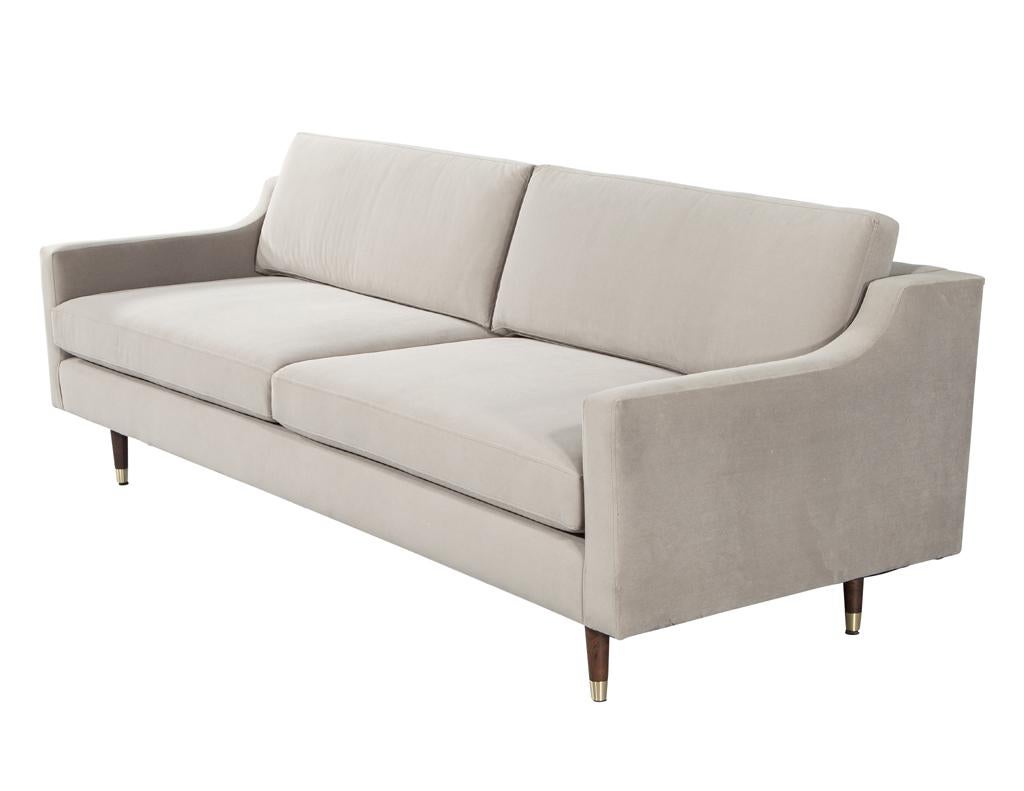 Mid-Century Modern Sofa Restored in Designer Velvet For Sale 3