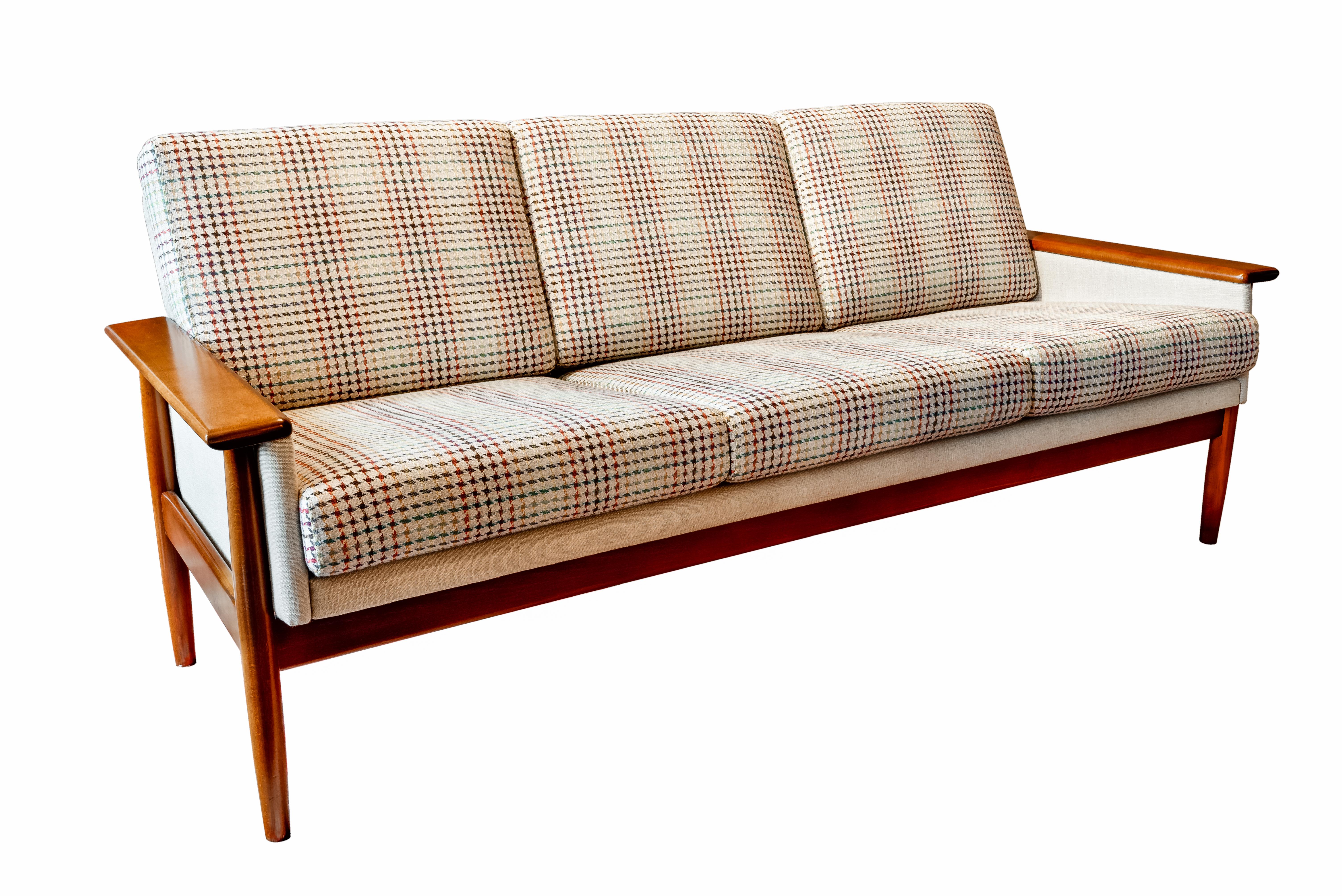 Norwegian  Mid-Century Modern Sofa Set 3 Seat and 2 Lounge Club Chairs Attr. to Knut Saete