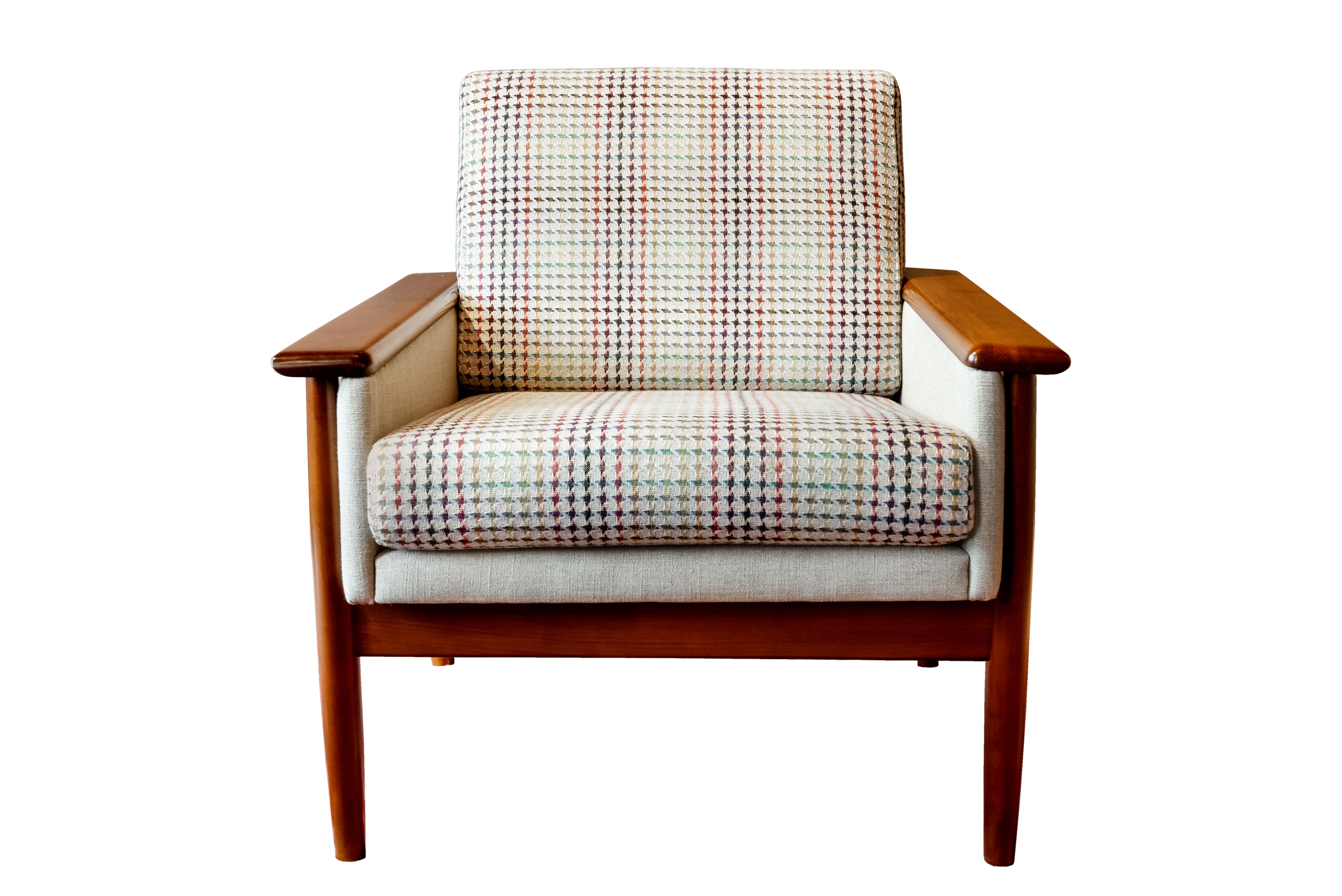 Fabric Mid-Century Modern Sofa Set 3 Seat and 2 Lounge Club Chairs Attr. to Knut Saete