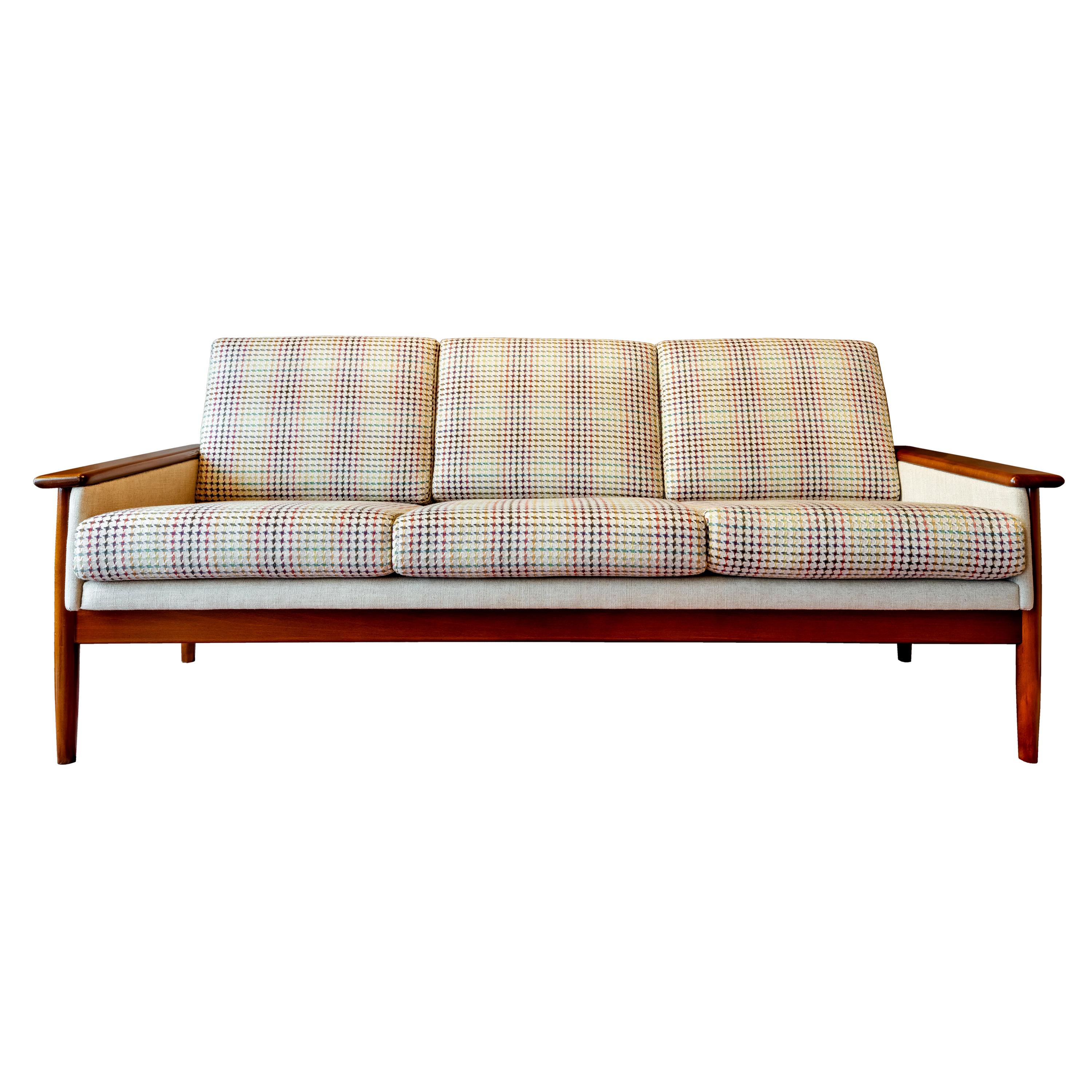 Mid-Century Modern sofa set 3-seat and 2 lounge club chairs attributed to Knut Saeter for Vatne Mobler, 1960s

A stunning vintage teak three- seat sofa and two lounge club chairs, attributed to Knut Saeter for Vatne Mobler in Norway. Knut Saeter was