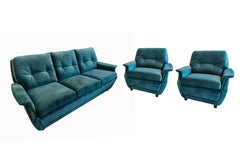 Mid-Century Modern Sofa Set 3 Seat and 2 Lounge Club Chairs by De Sede, 1970s