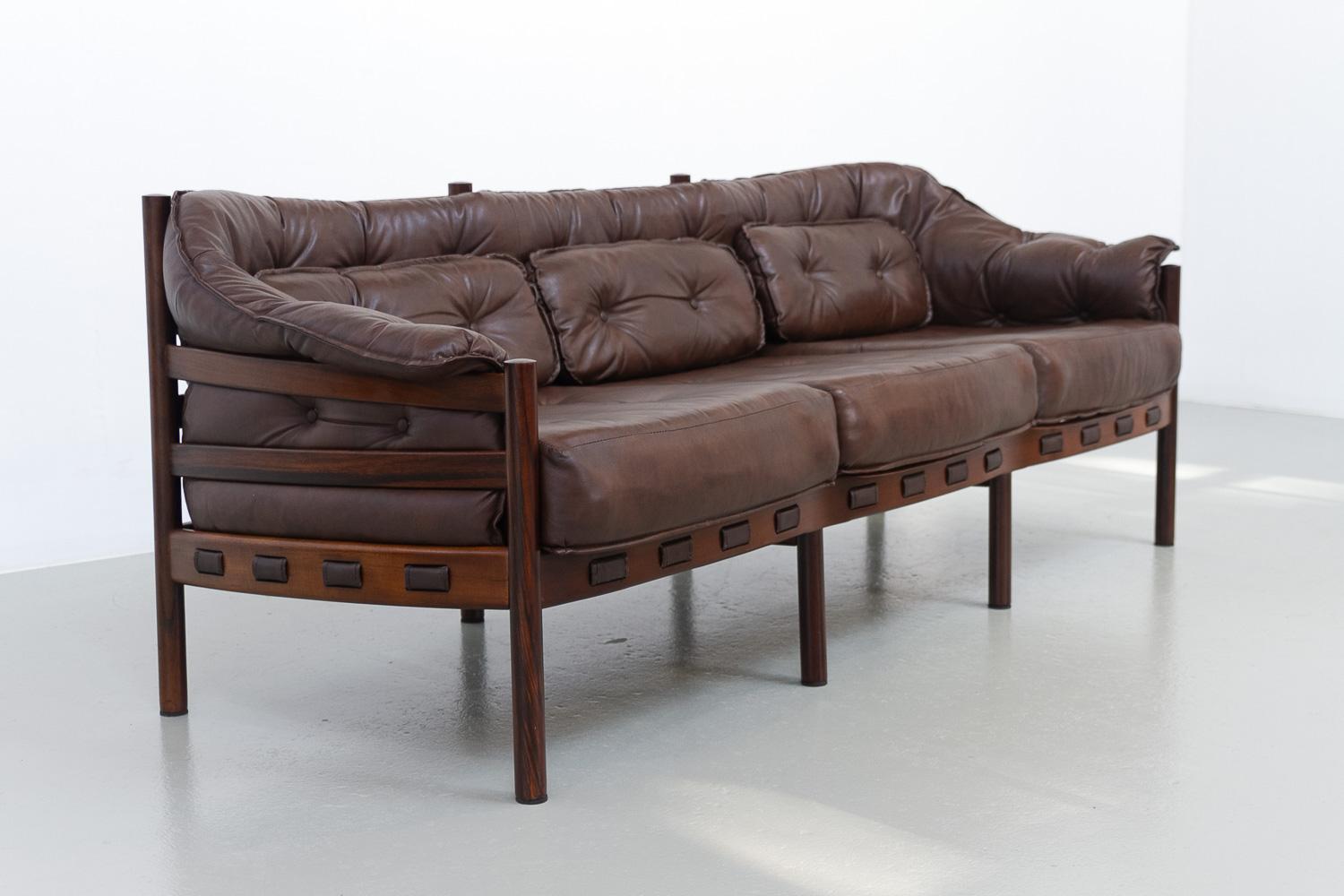 Faux Leather Mid-Century Modern Sofa Set by Ellekær & Norell for Coja Sweden, 1970s. For Sale