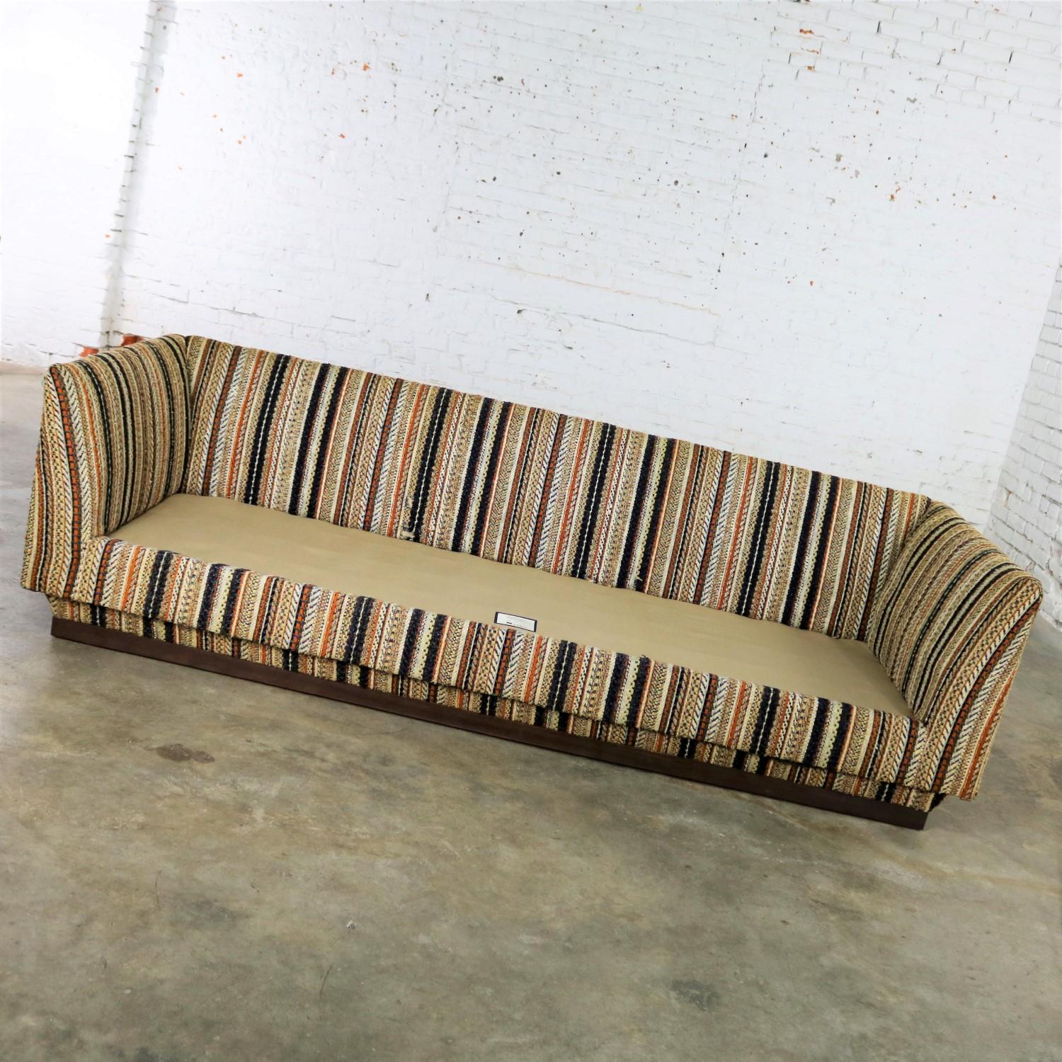 Mid-Century Modern Sofa Tuxedo Striped Platform Lee Harvey Original by Maddox 2
