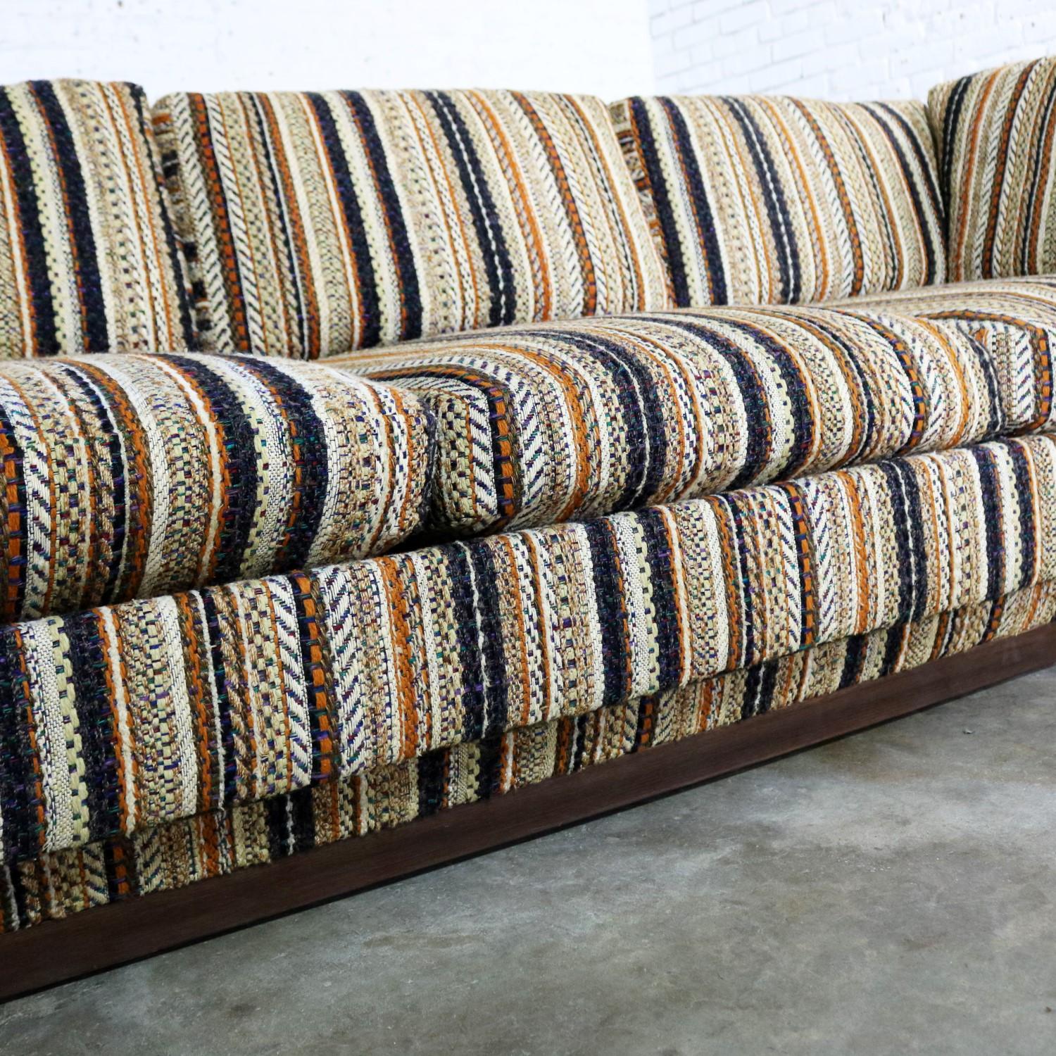 Mid-Century Modern Sofa Tuxedo Striped Platform Lee Harvey Original by Maddox 9