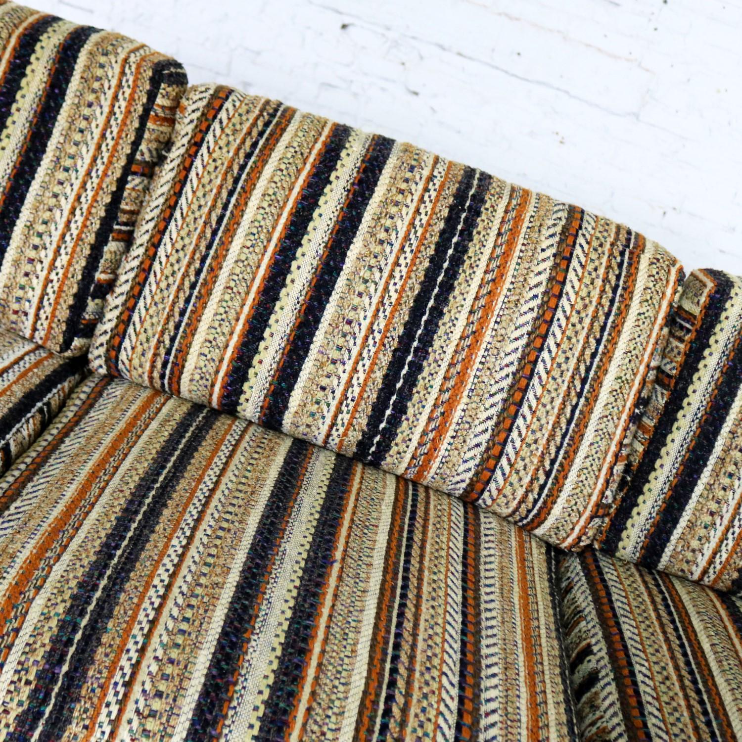 Mid-Century Modern Sofa Tuxedo Striped Platform Lee Harvey Original by Maddox 10