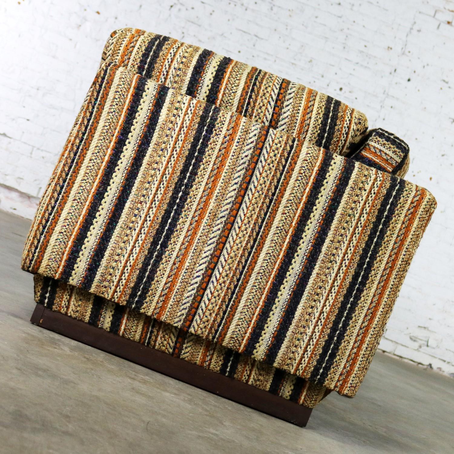 Fabric Mid-Century Modern Sofa Tuxedo Striped Platform Lee Harvey Original by Maddox