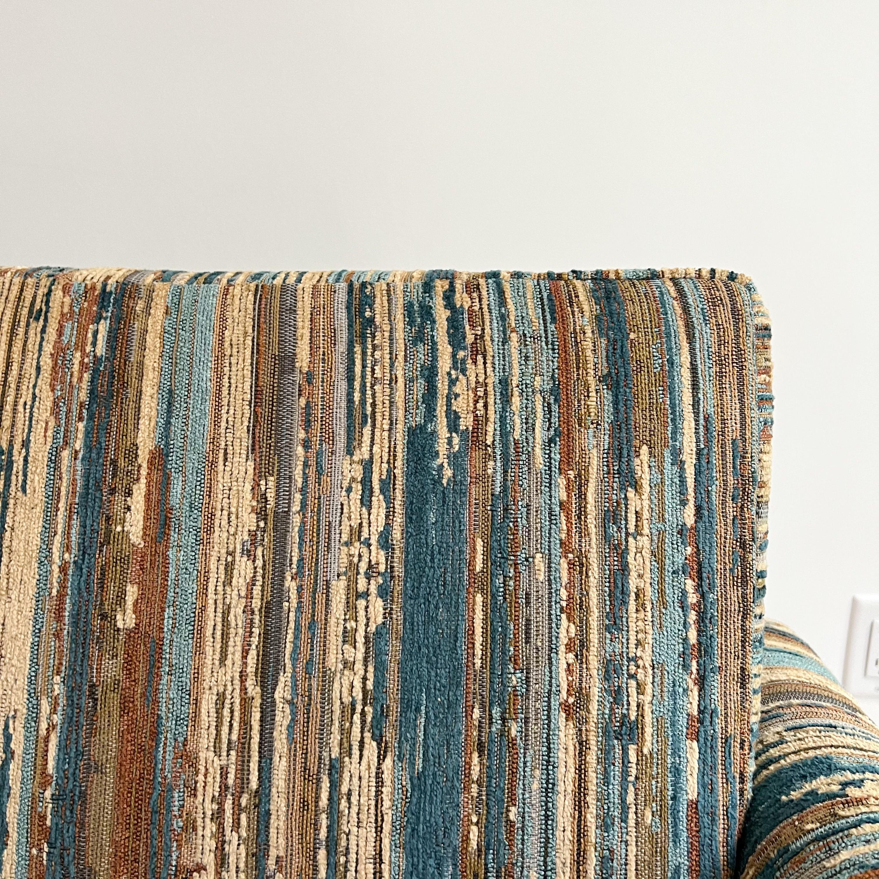 Mid-Century Modern Sofa w/ New Vintage Style Stripe Upholstery 6