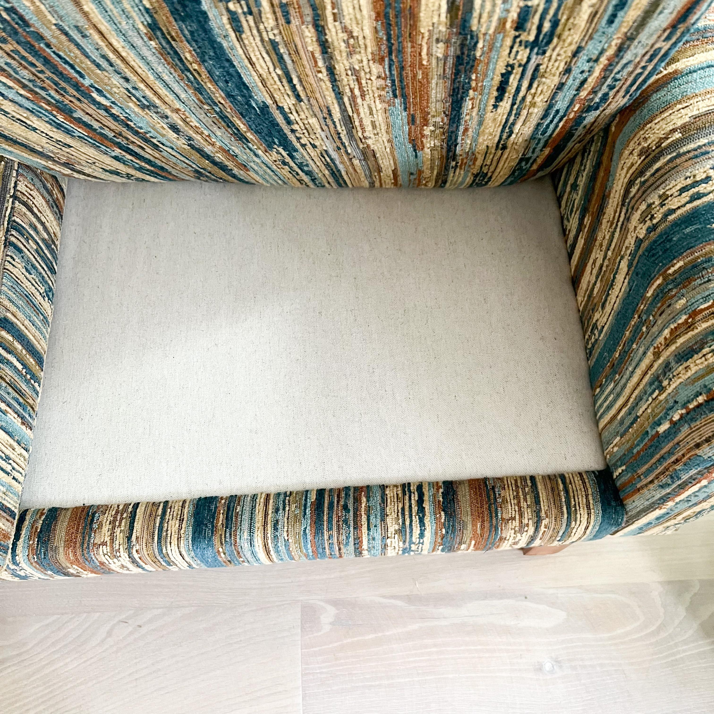 Mid-Century Modern Sofa w/ New Vintage Style Stripe Upholstery 7