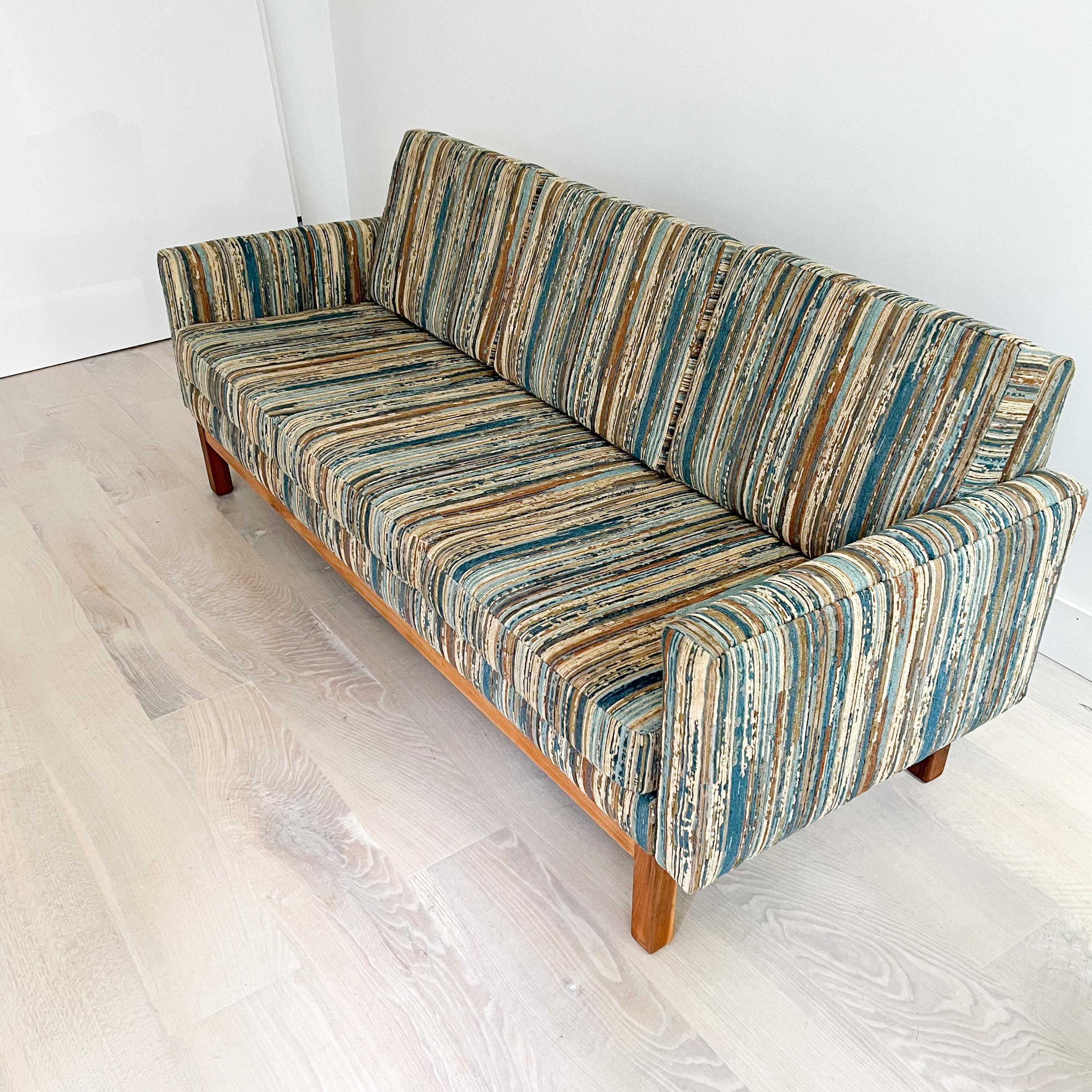 Mid-Century Modern Sofa w/ New Vintage Style Stripe Upholstery 2