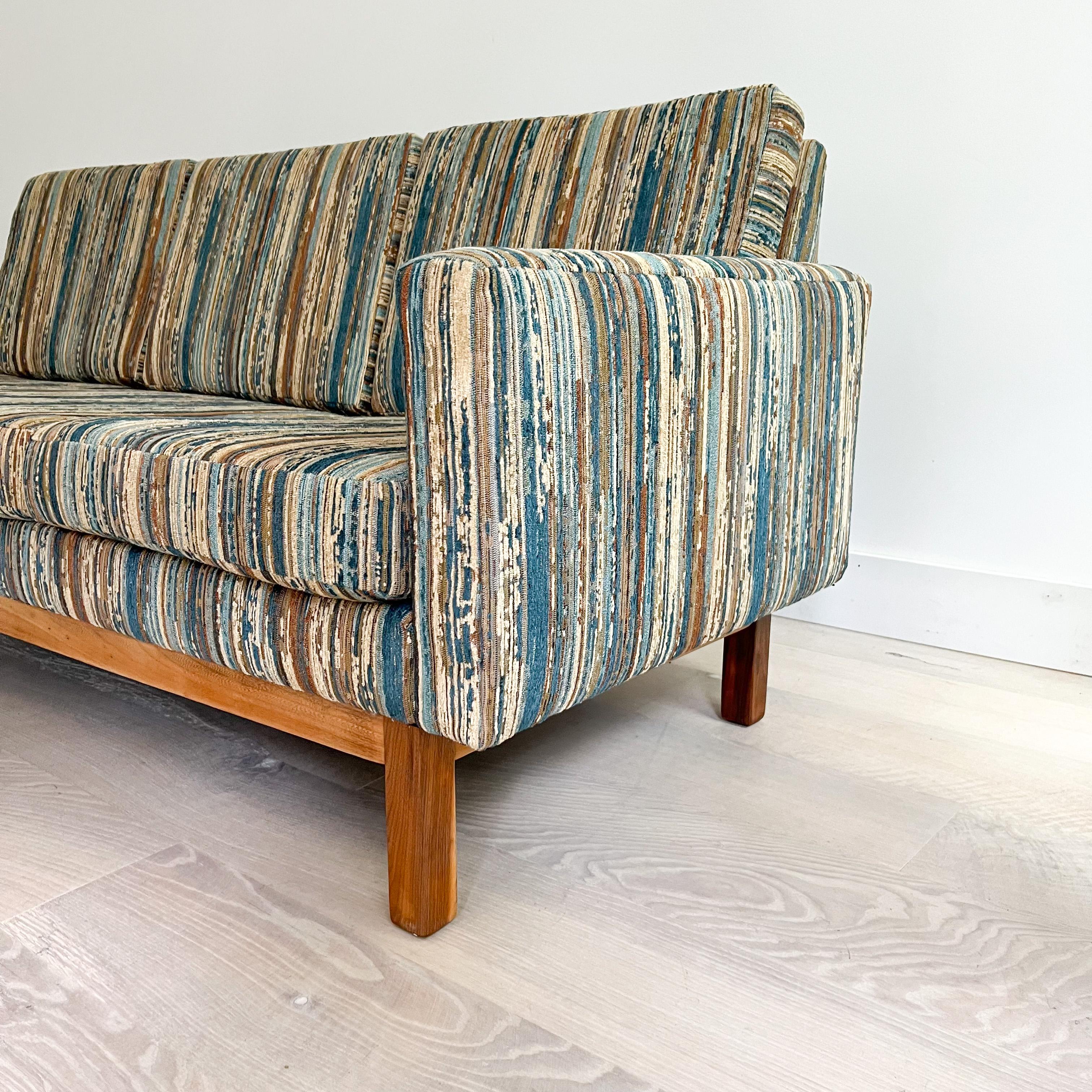Mid-Century Modern Sofa w/ New Vintage Style Stripe Upholstery 3