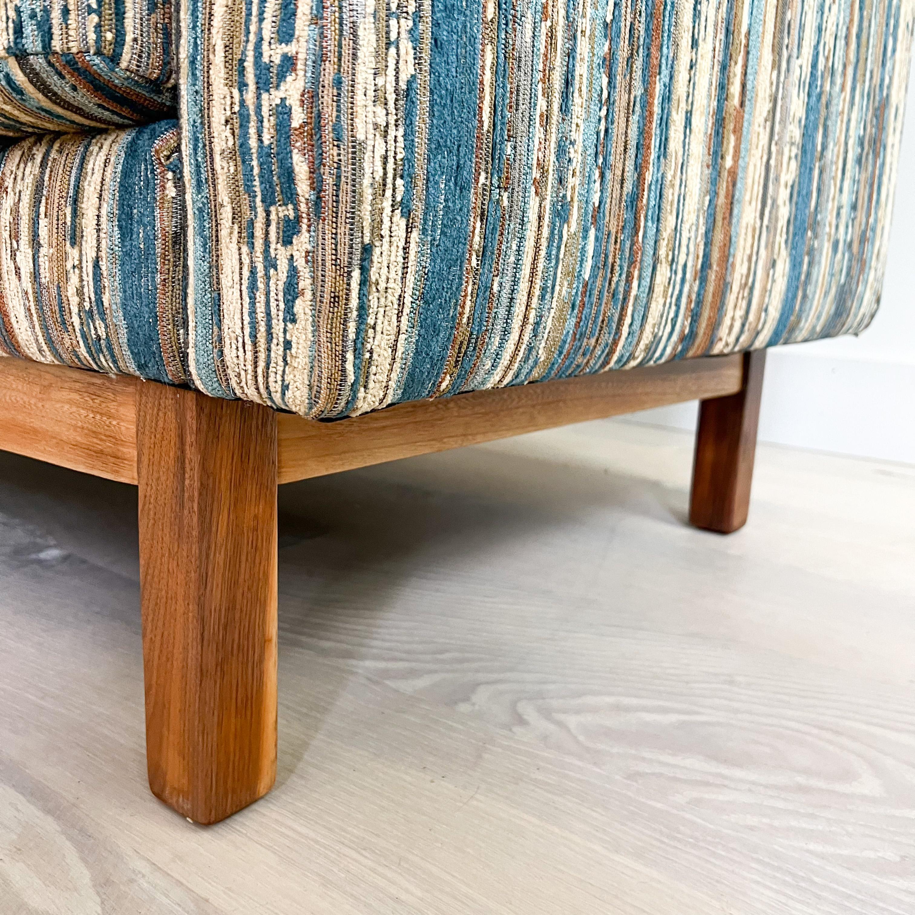 Mid-Century Modern Sofa w/ New Vintage Style Stripe Upholstery 4