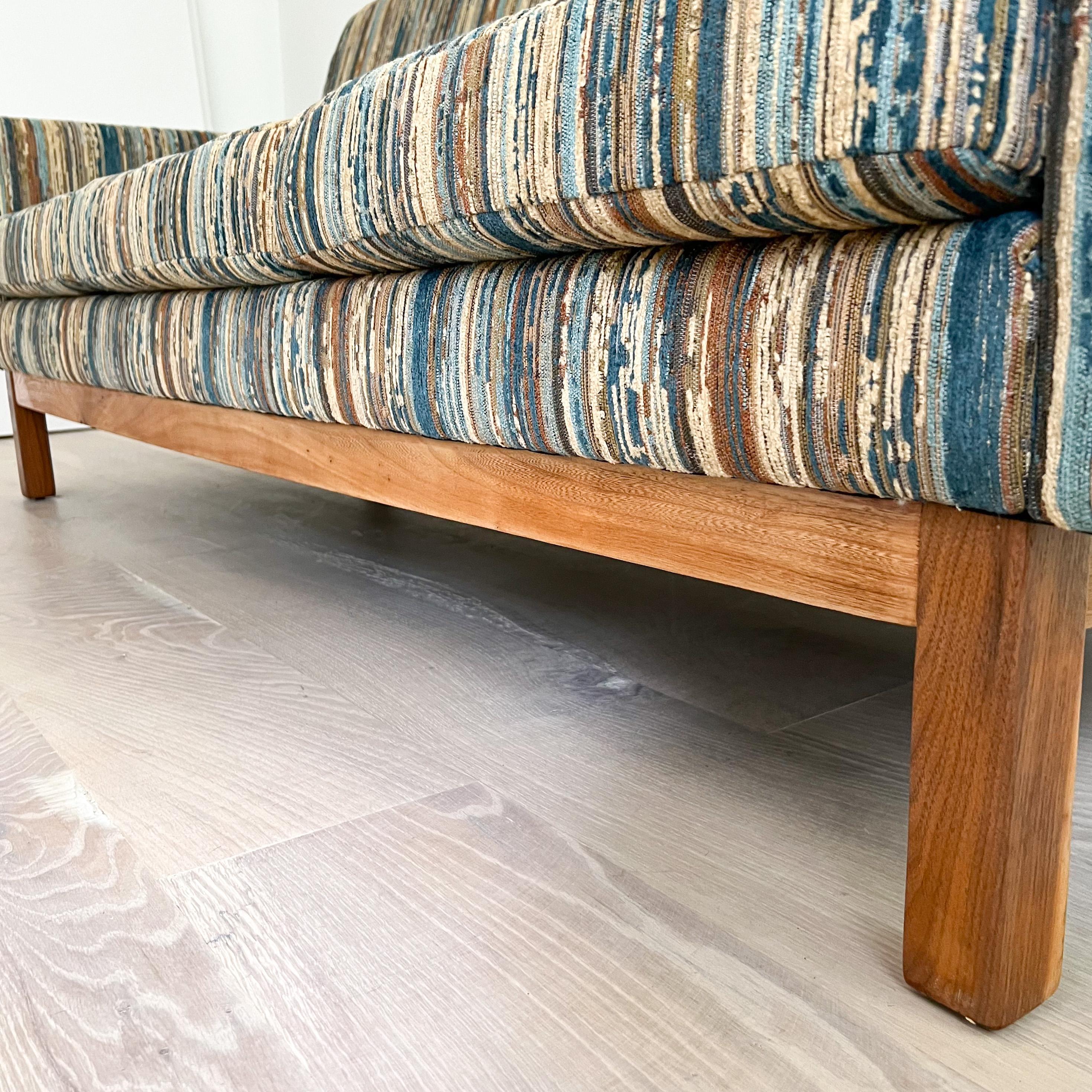Mid-Century Modern Sofa w/ New Vintage Style Stripe Upholstery 5