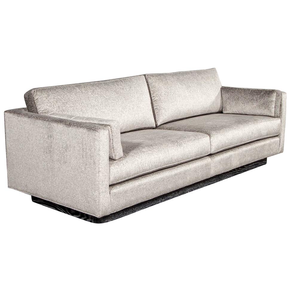 Mid-Century Modern Sofa with Ceruse Oak Base
