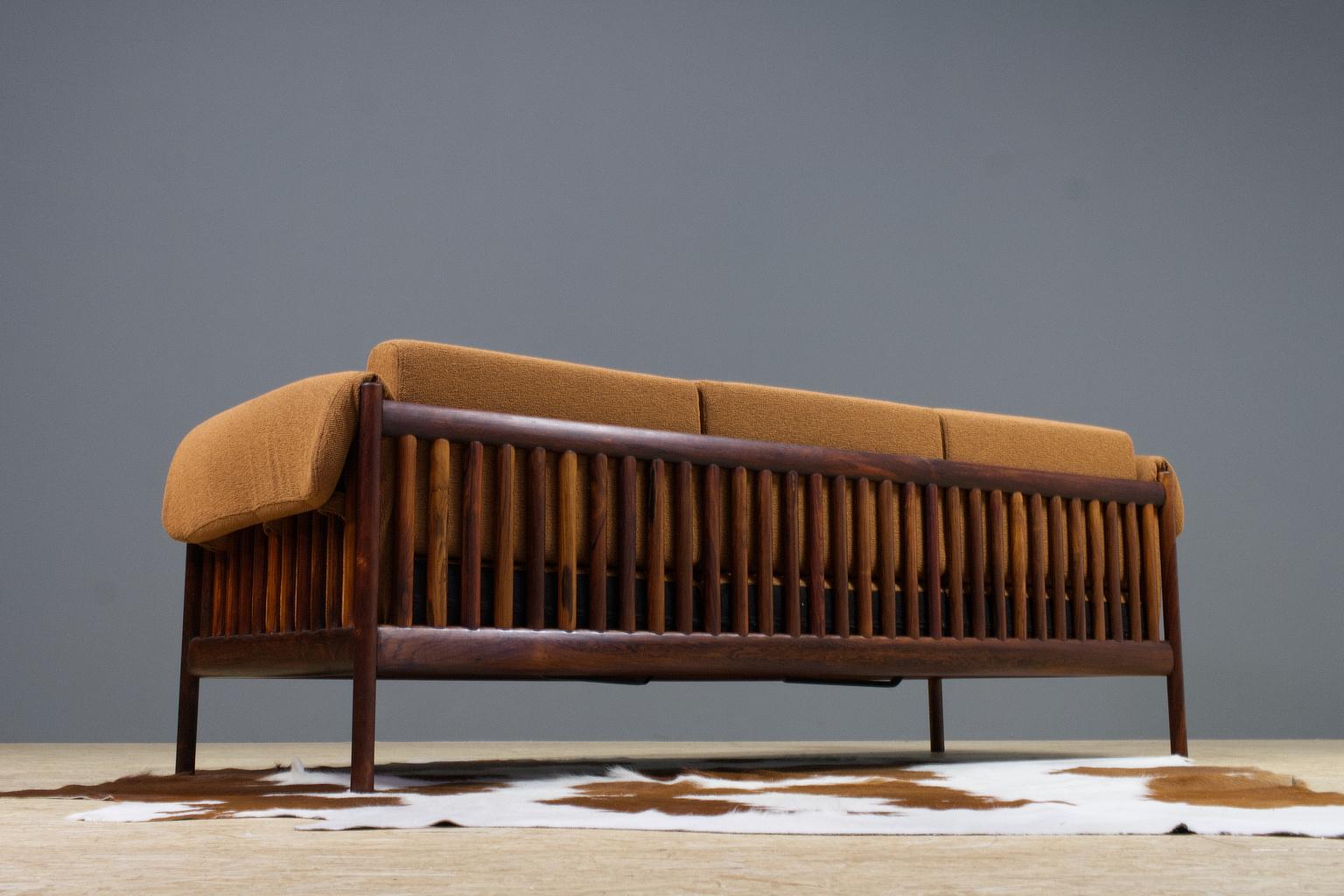 Scandinavian Modern Mid-Century Modern Sofa with Slat Back by Johannes Andersen, 1950s, Denmark For Sale