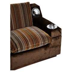 Mid-Century Modern Sofa Wood and Velvet Rubelli and Pierre Frey Fabric