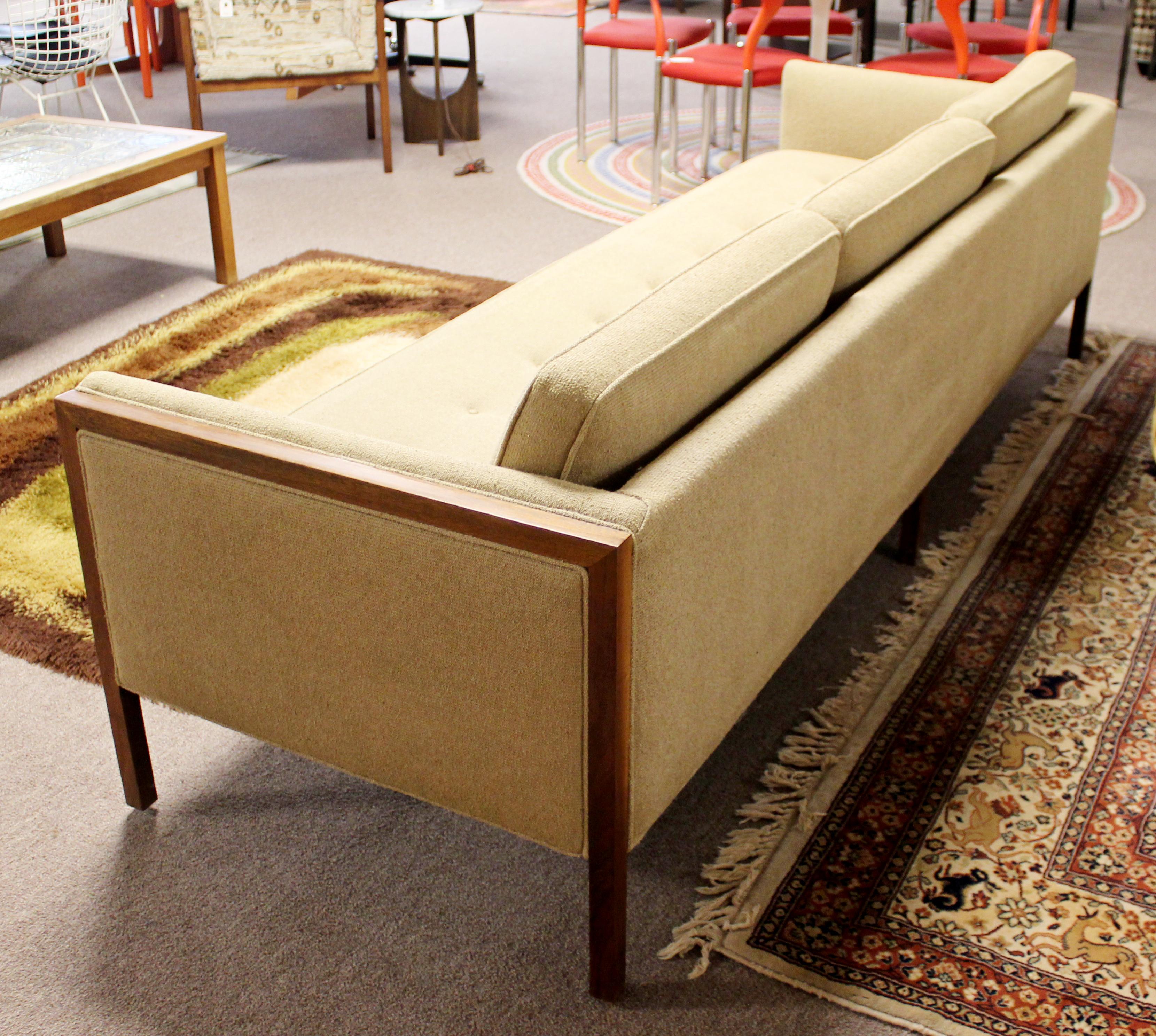 Fabric Mid-Century Modern Sofa Wood Framed Probber Knoll Attributed 1960s
