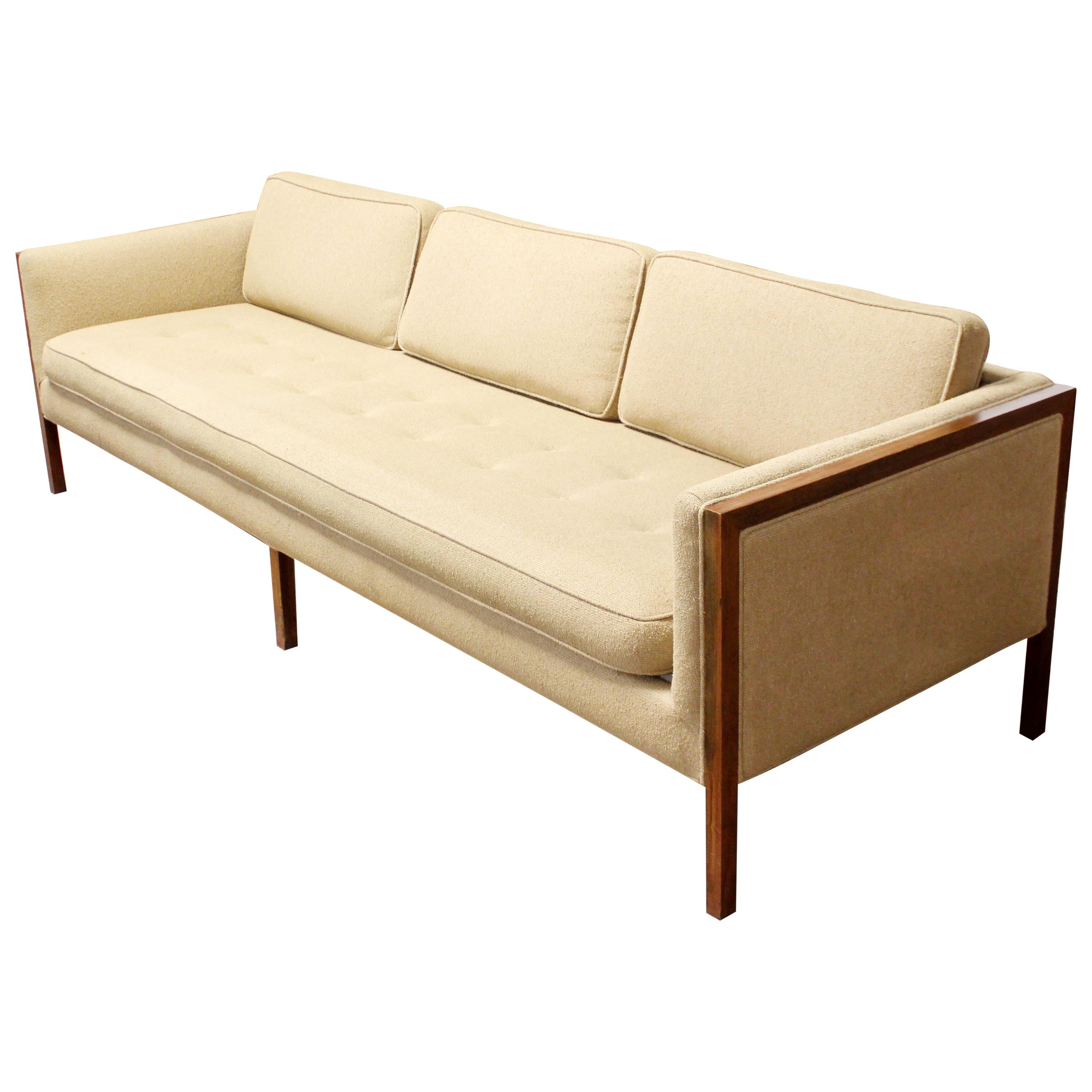 Mid-Century Modern Sofa Wood Framed Probber Knoll Attributed 1960s