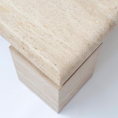 Mid-Century Modern Soft Polished Travertine Coffee Table, 1970s