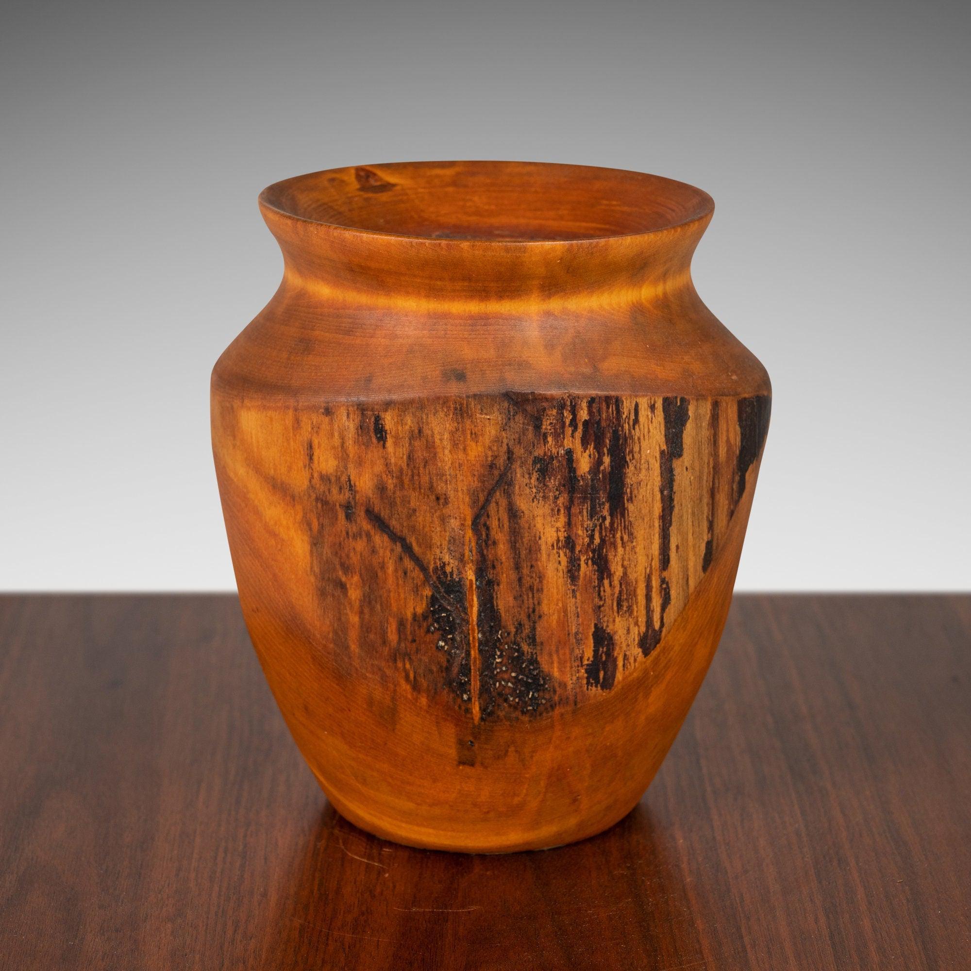 Mid-Century Modern Solid Birch Wood Turned Vase by Joseph Thompson In Good Condition For Sale In Deland, FL