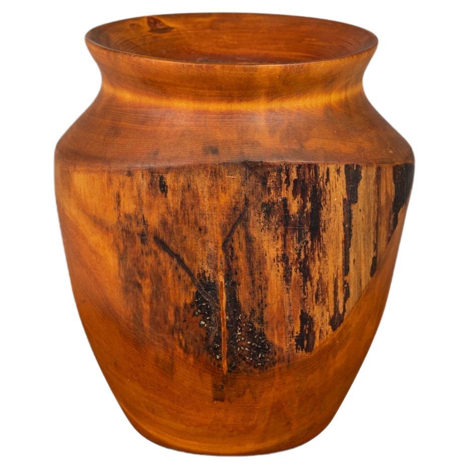 Mid-Century Modern Solid Birch Wood Turned Vase by Joseph Thompson