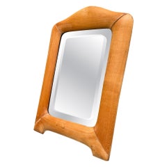 Mid-Century Modern Solid Blond Wood Tabletop Vanity Beveled Edges