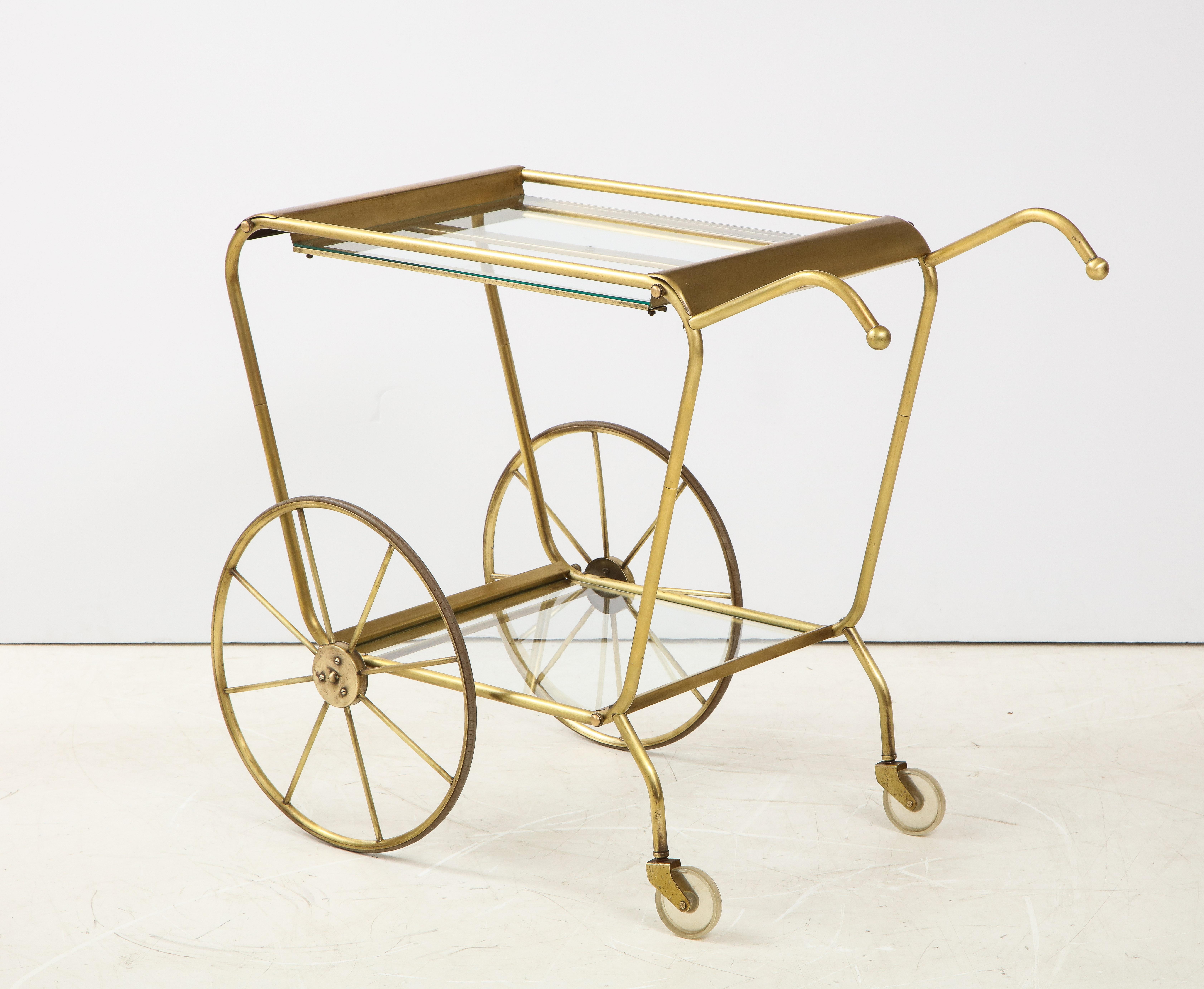 Mid-Century Modern Solid Brass Italian Bar Cart 6