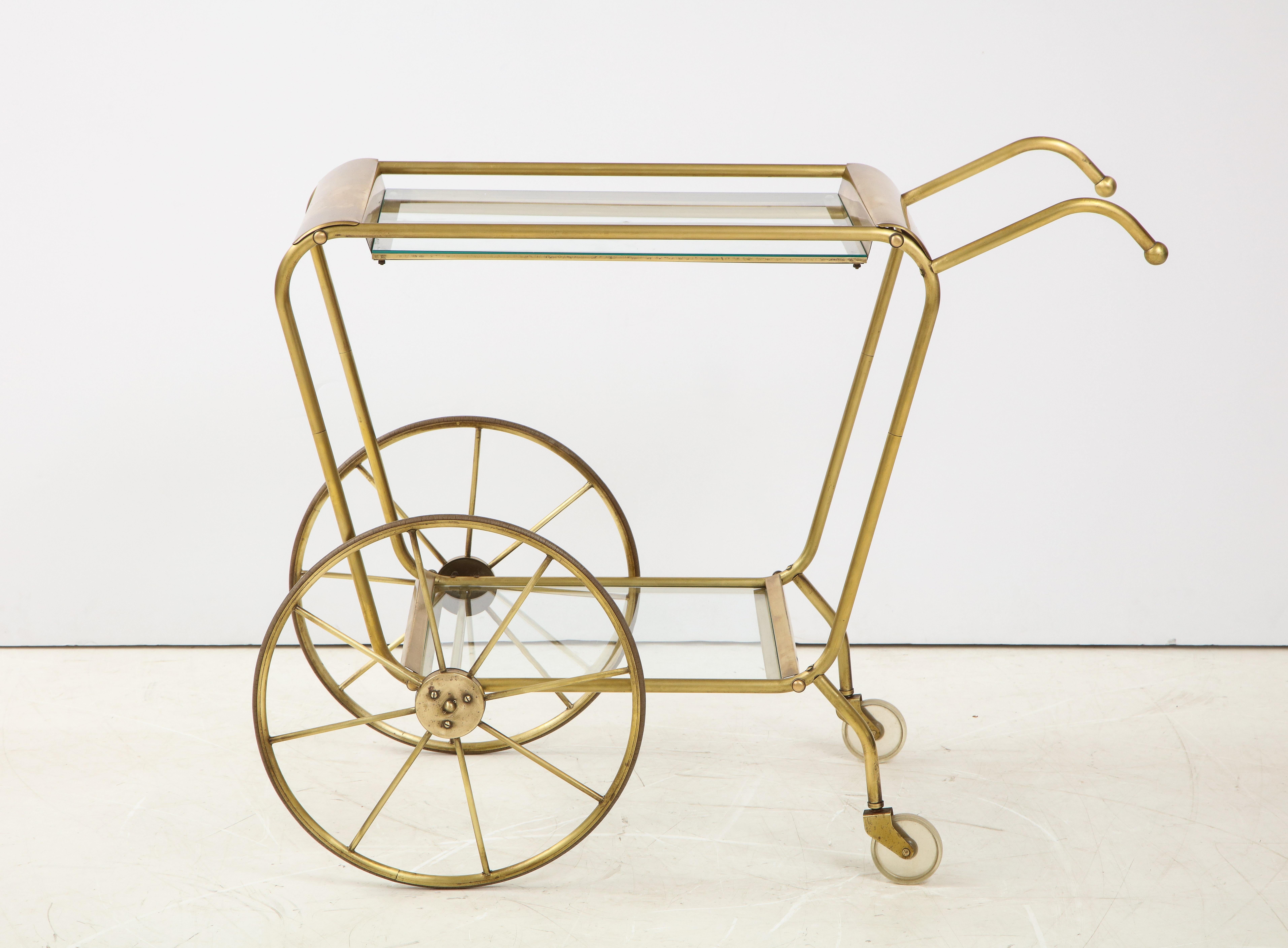 Mid-Century Modern Solid Brass Italian Bar Cart 7