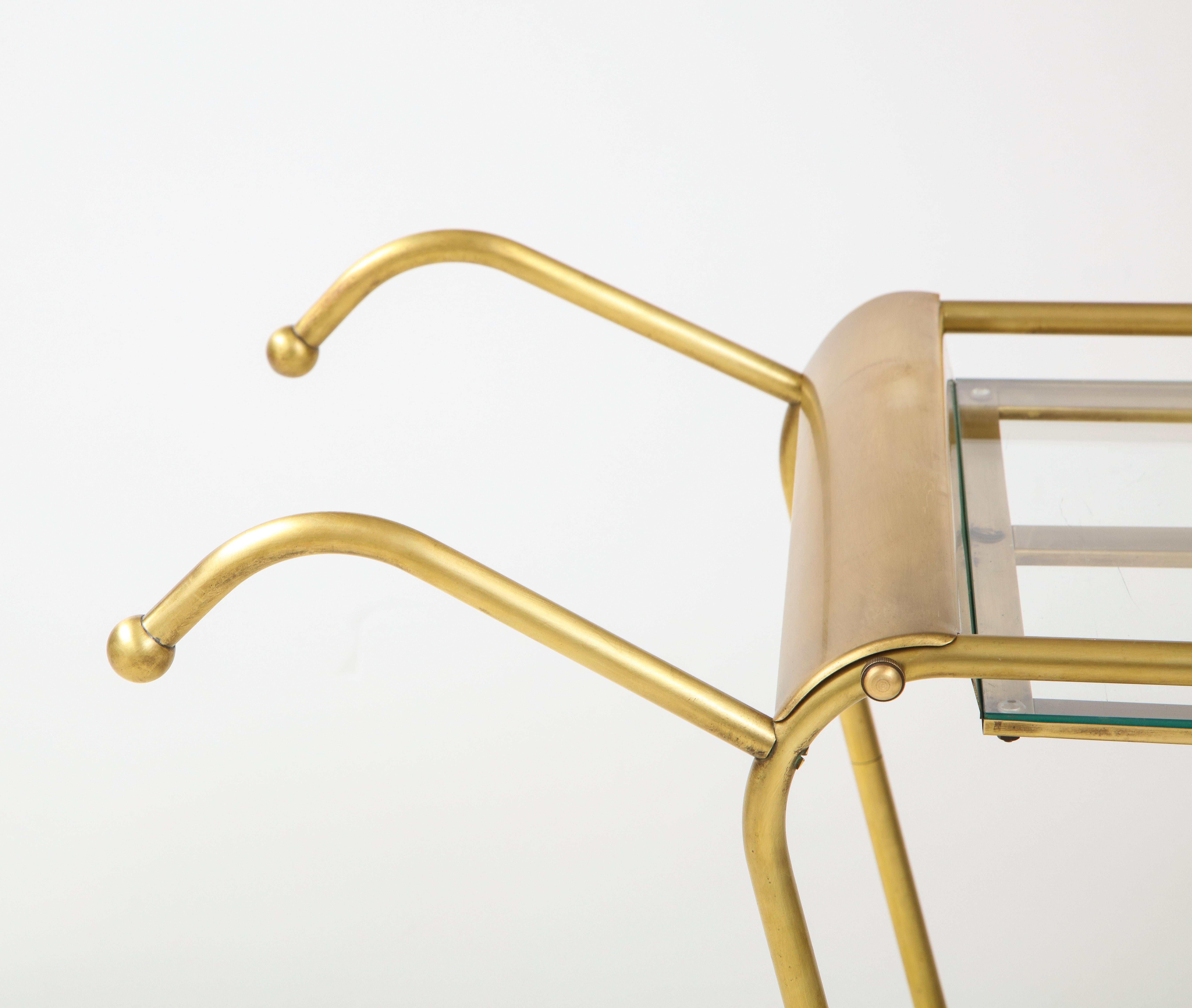 Mid-20th Century Mid-Century Modern Solid Brass Italian Bar Cart