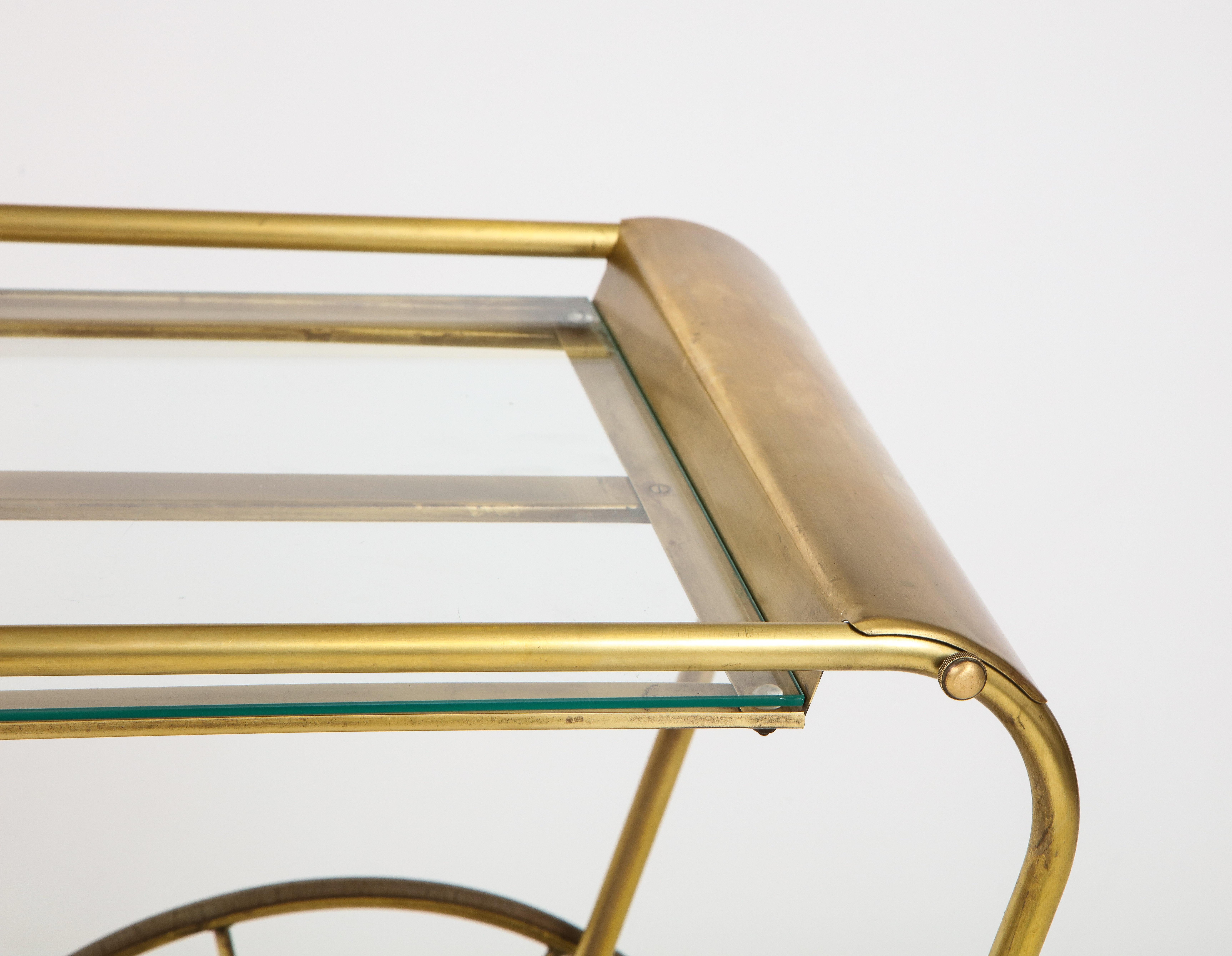 Mid-Century Modern Solid Brass Italian Bar Cart 2