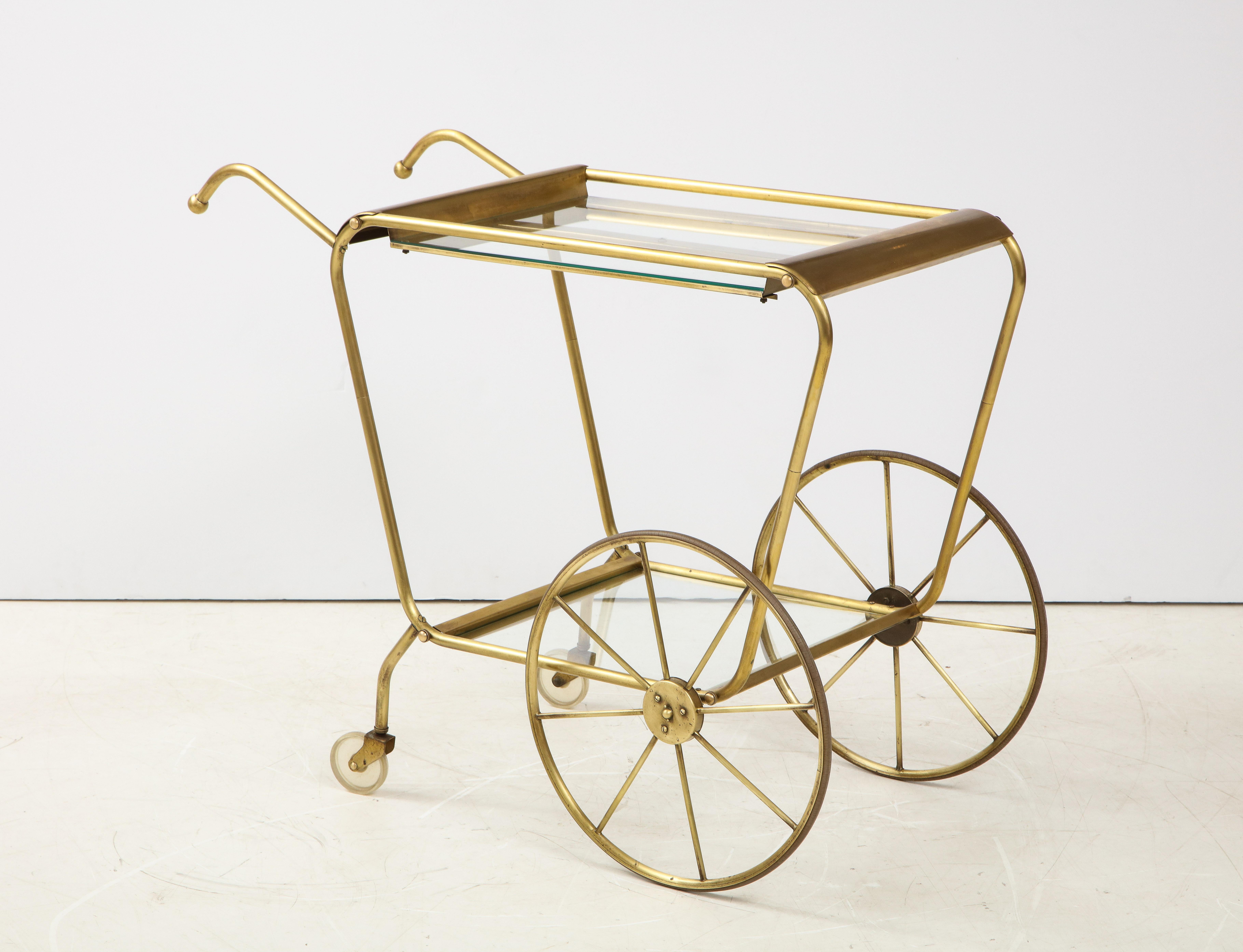 Mid-Century Modern Solid Brass Italian Bar Cart 3