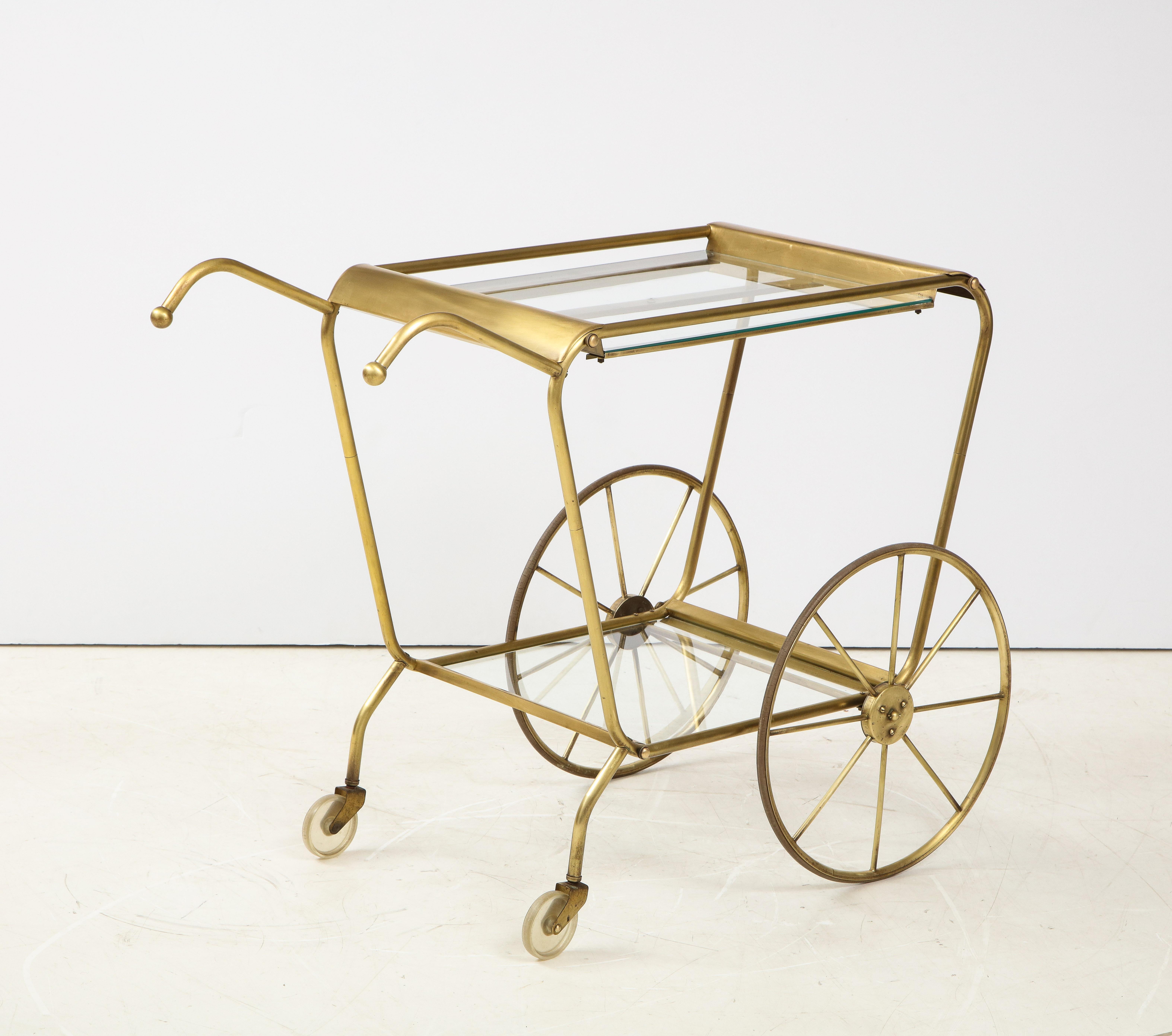 Mid-Century Modern Solid Brass Italian Bar Cart 4