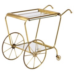 Mid-Century Modern Solid Brass Italian Bar Cart