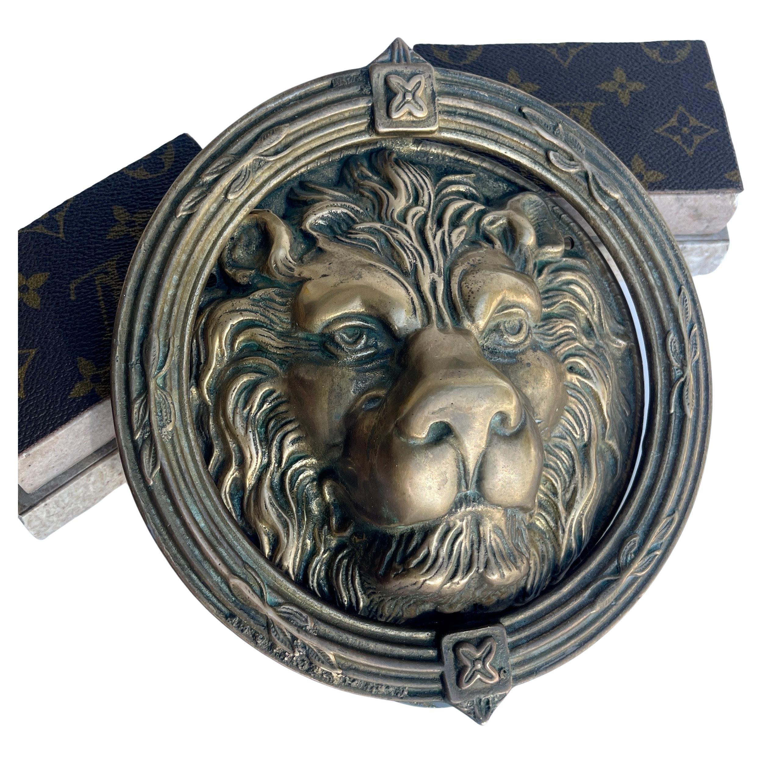 MidCentury Modern Solid Brass LionHead Large Door Knocker For Sale at 1stDibs
