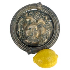 Mid-Century Modern Solid Brass Lion-Head Large Door Knocker
