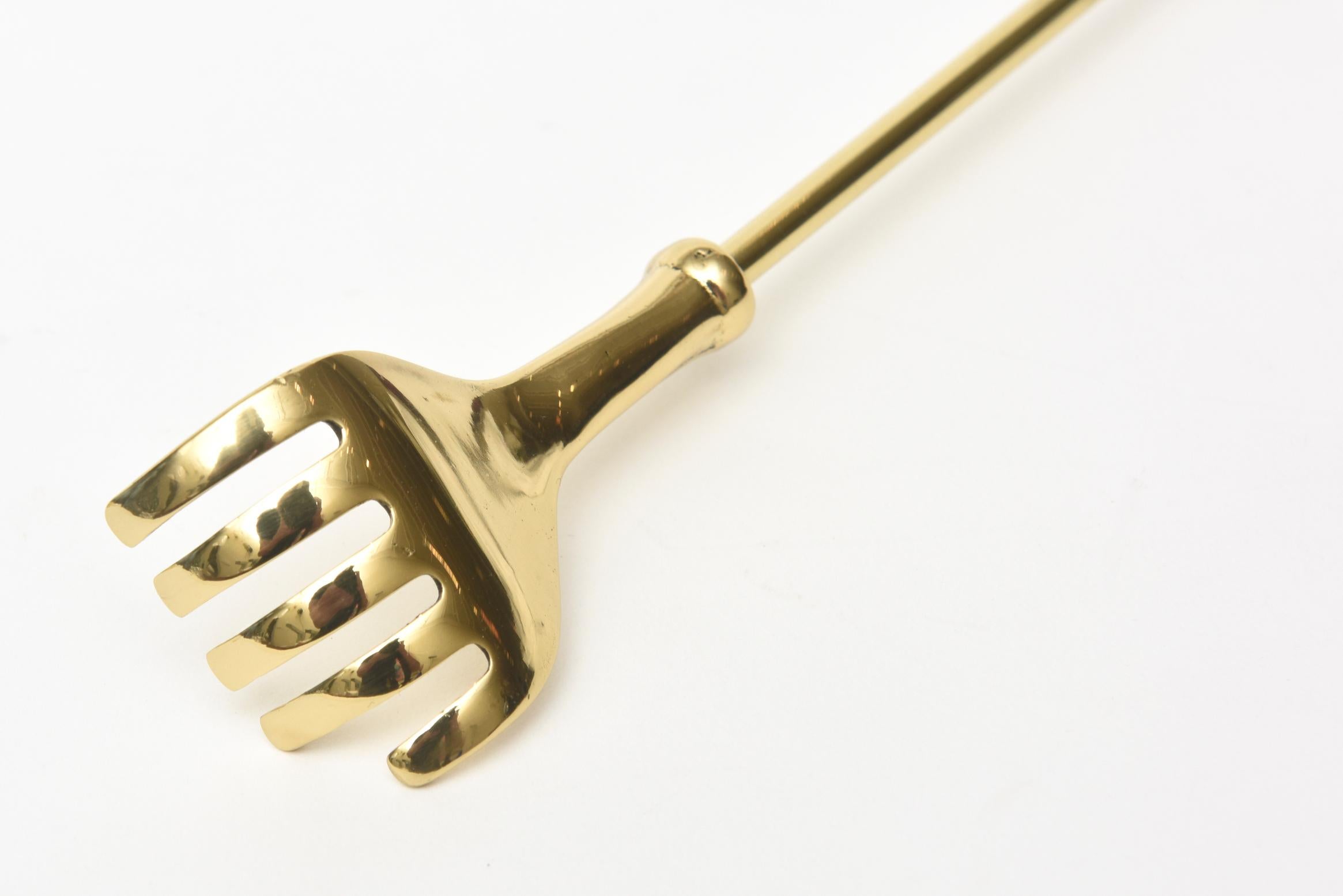 Women's or Men's  Brass Shoe Horn With Hand Back Scratcher Mid Century Modern