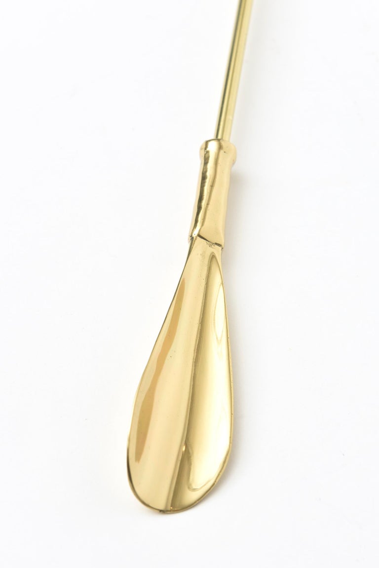 Mid Century Modern Solid Brass Shoe Horn With Hand Back Scratcher For