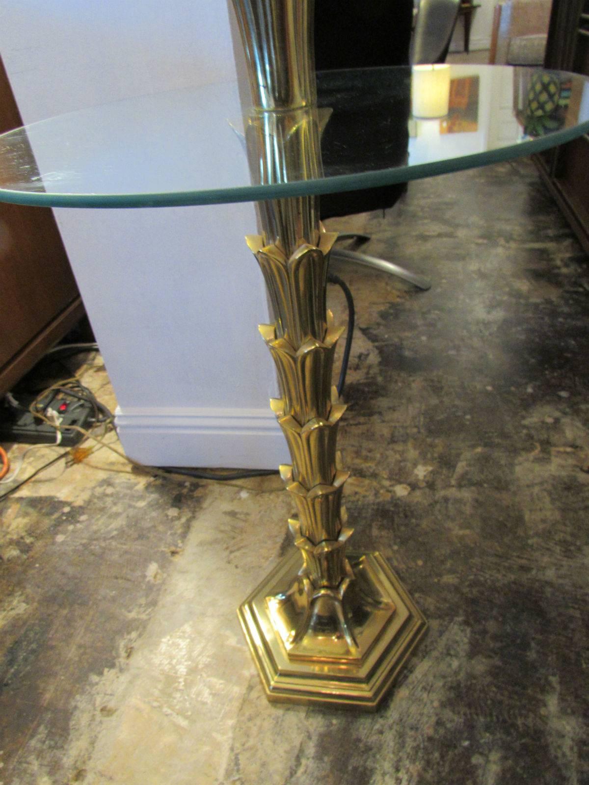 Mid-Century Modern Solid Brass Palm Tree Floor Lamp circa 1960s In Good Condition In Surprise, AZ
