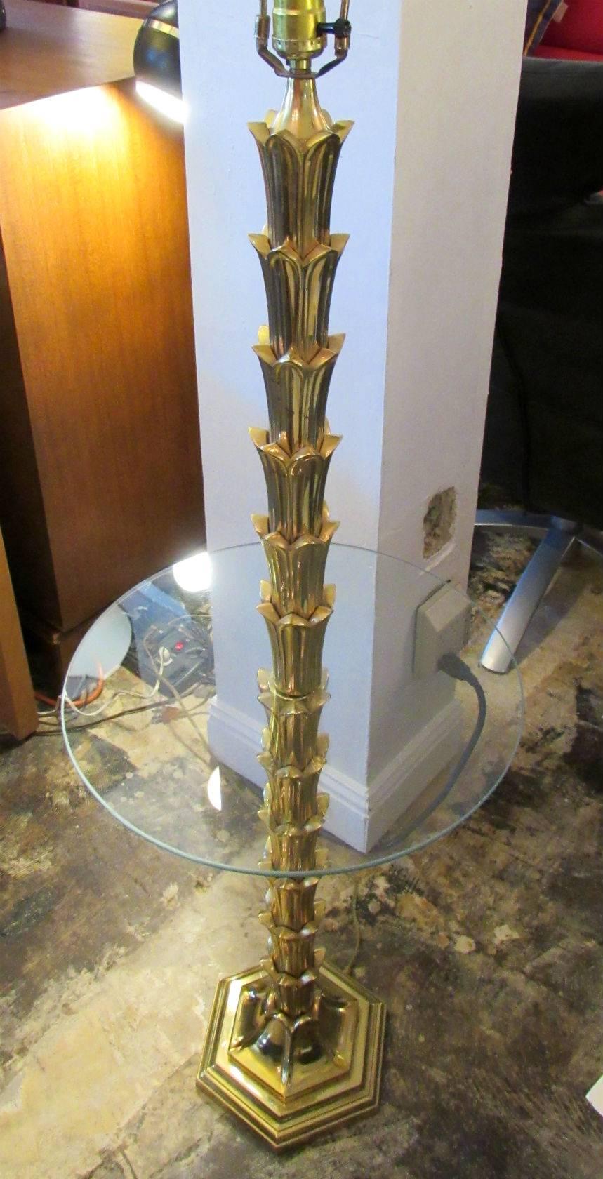 20th Century Mid-Century Modern Solid Brass Palm Tree Floor Lamp circa 1960s