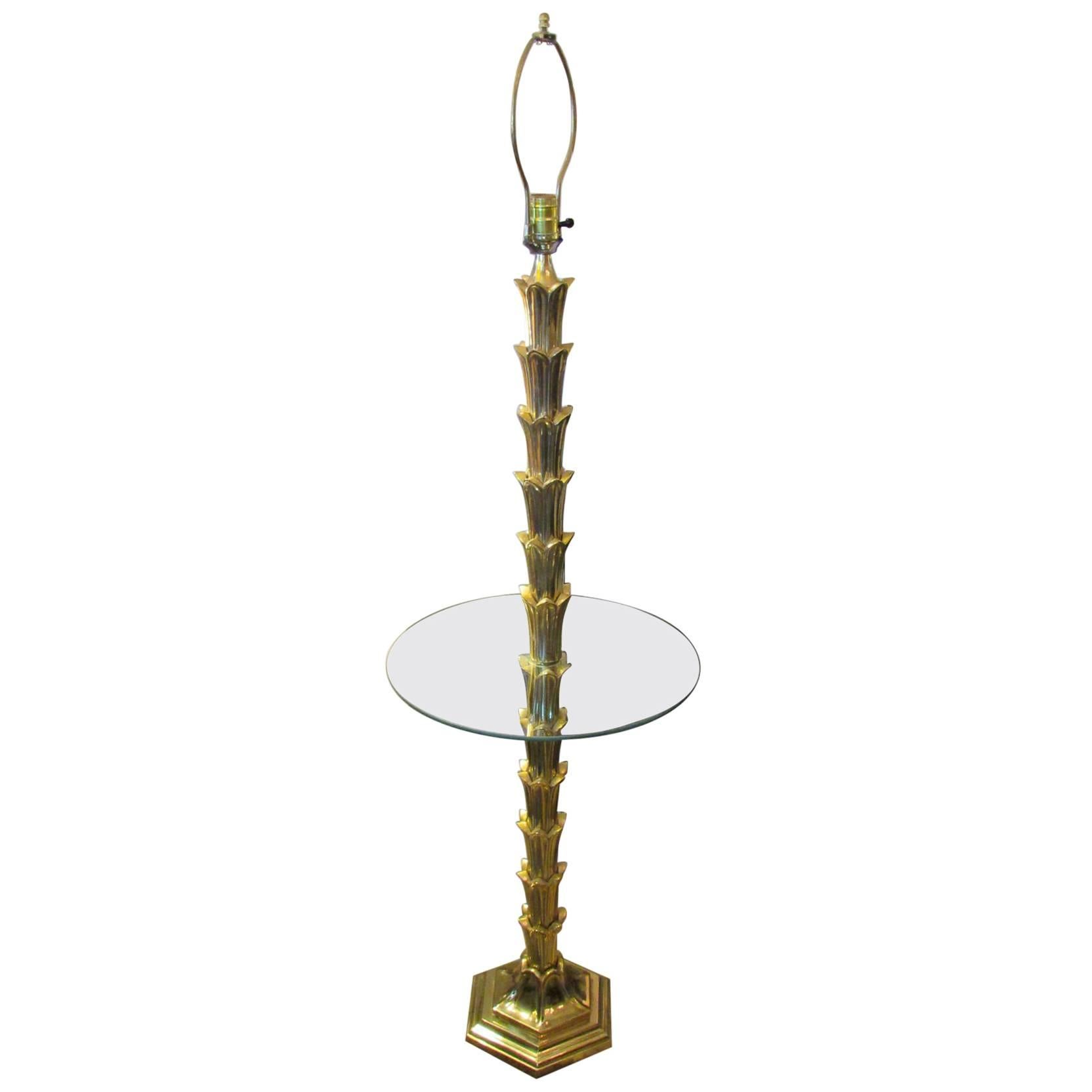 Mid-Century Modern Solid Brass Palm Tree Floor Lamp circa 1960s