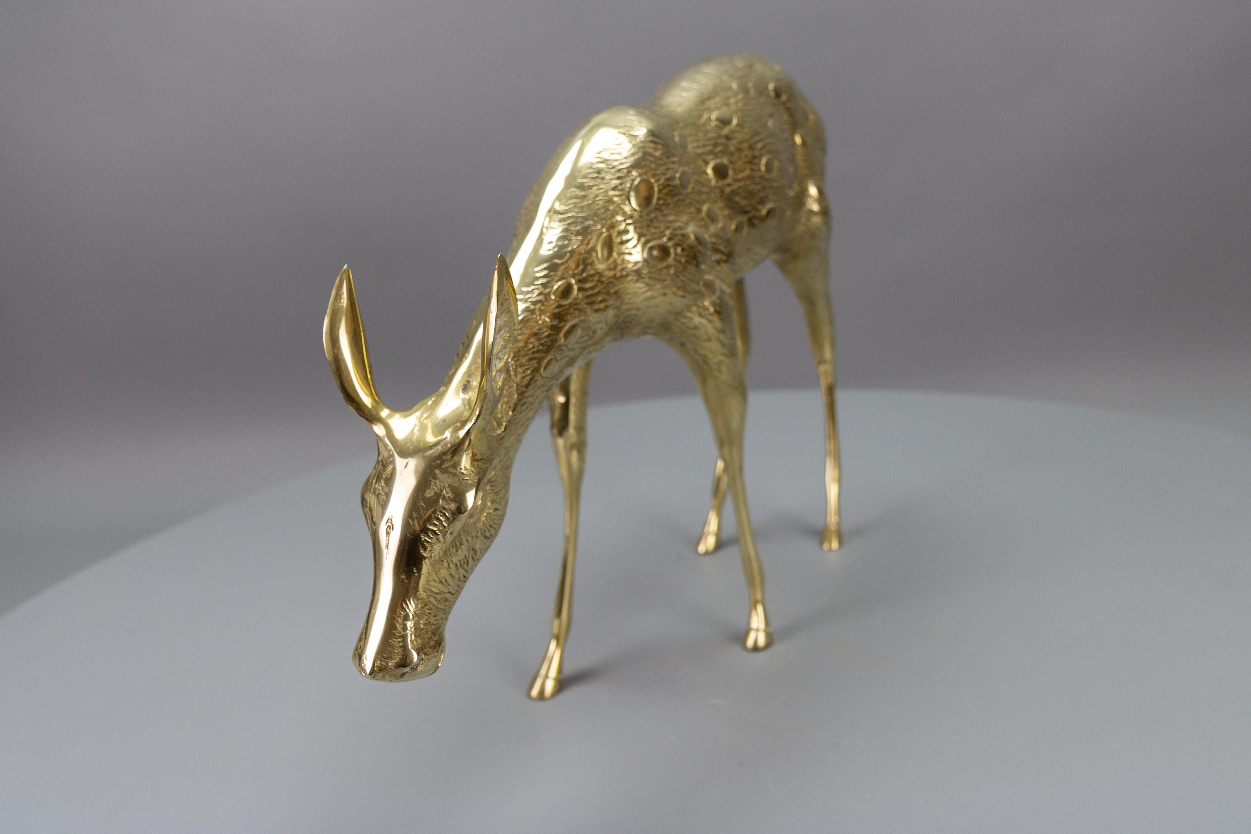 Mid-Century Modern Solid Brass Standing Doe Deer Sculpture For Sale 6