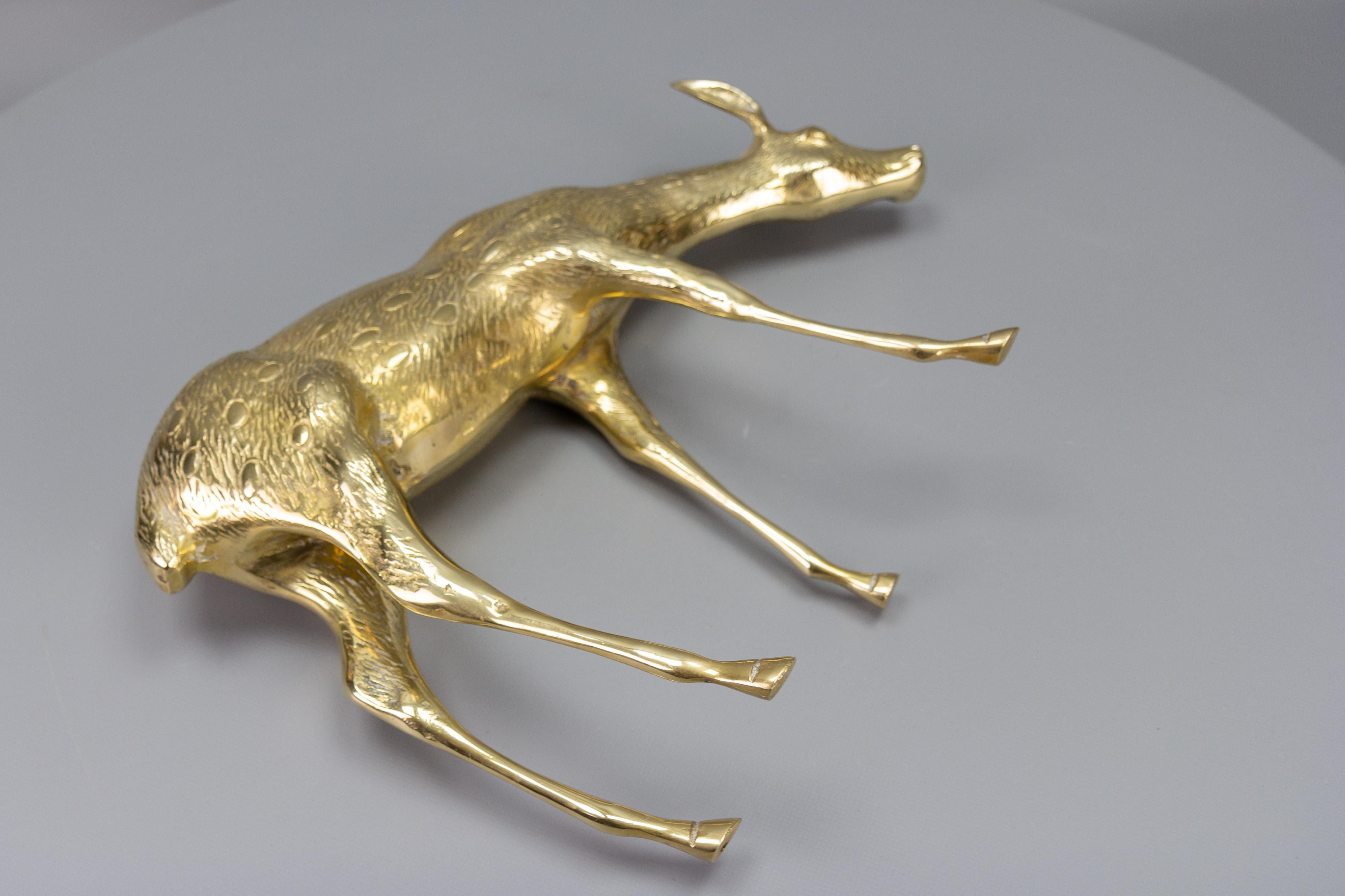 Mid-Century Modern Solid Brass Standing Doe Deer Sculpture For Sale 9
