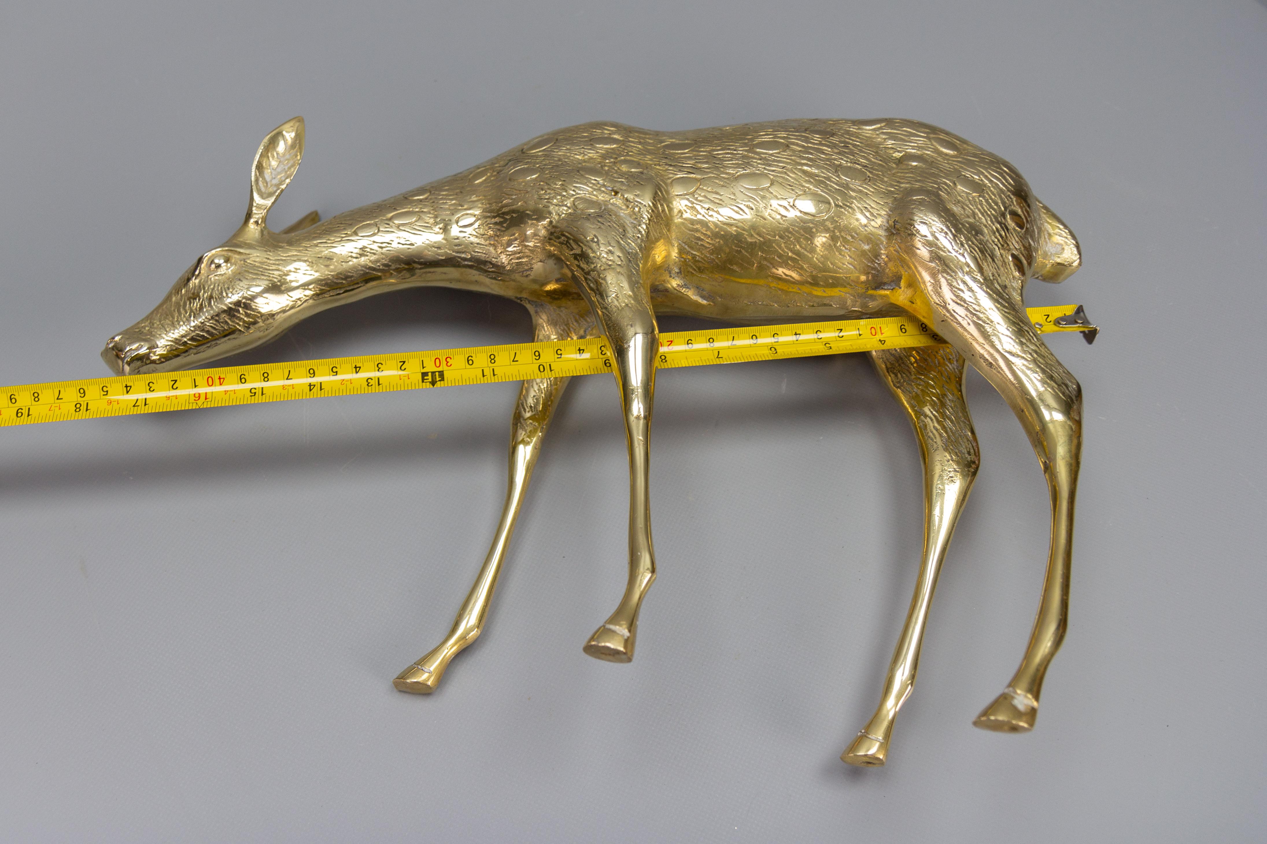 Mid-Century Modern Solid Brass Standing Doe Deer Sculpture For Sale 10