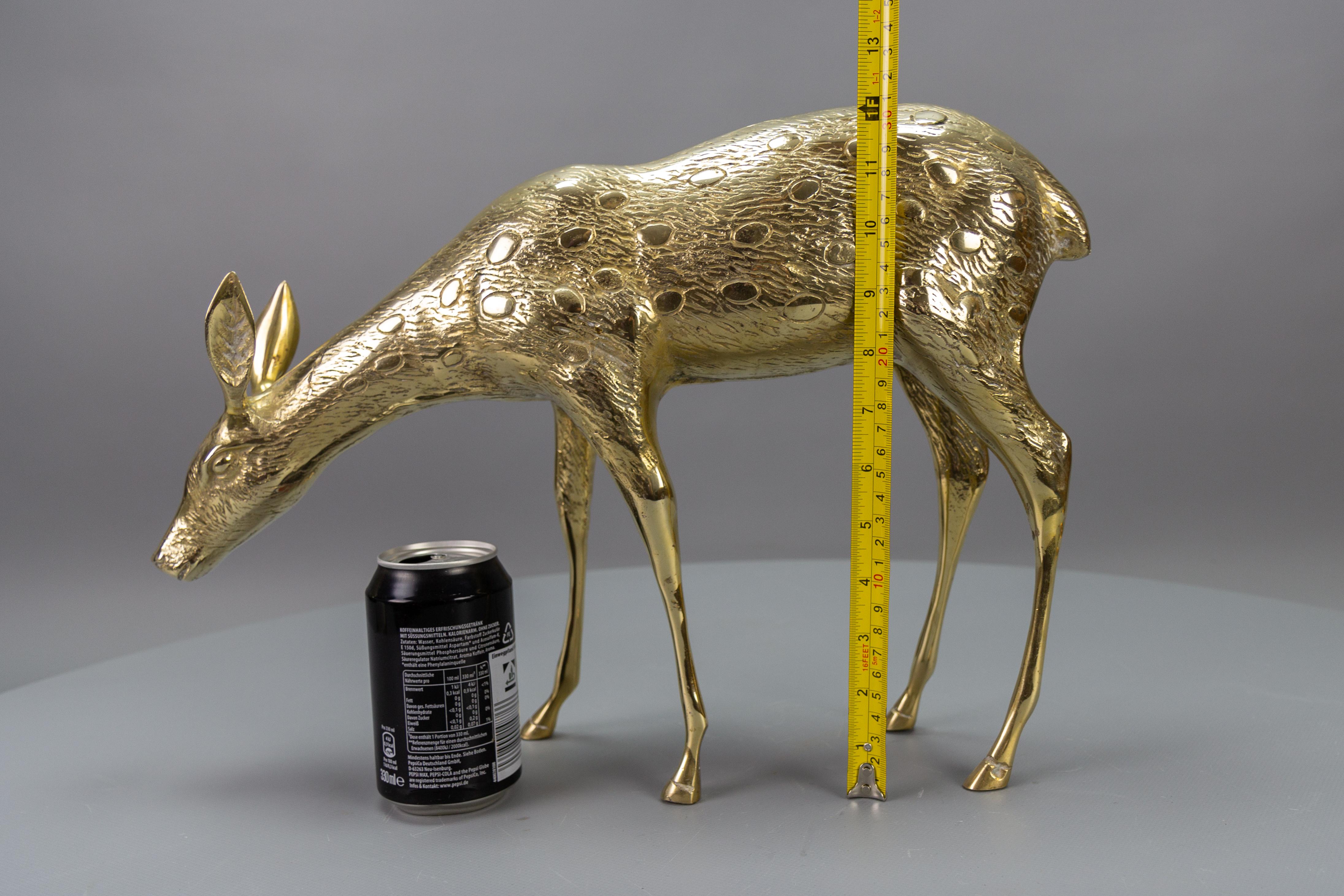 Mid-Century Modern Solid Brass Standing Doe Deer Sculpture For Sale 11